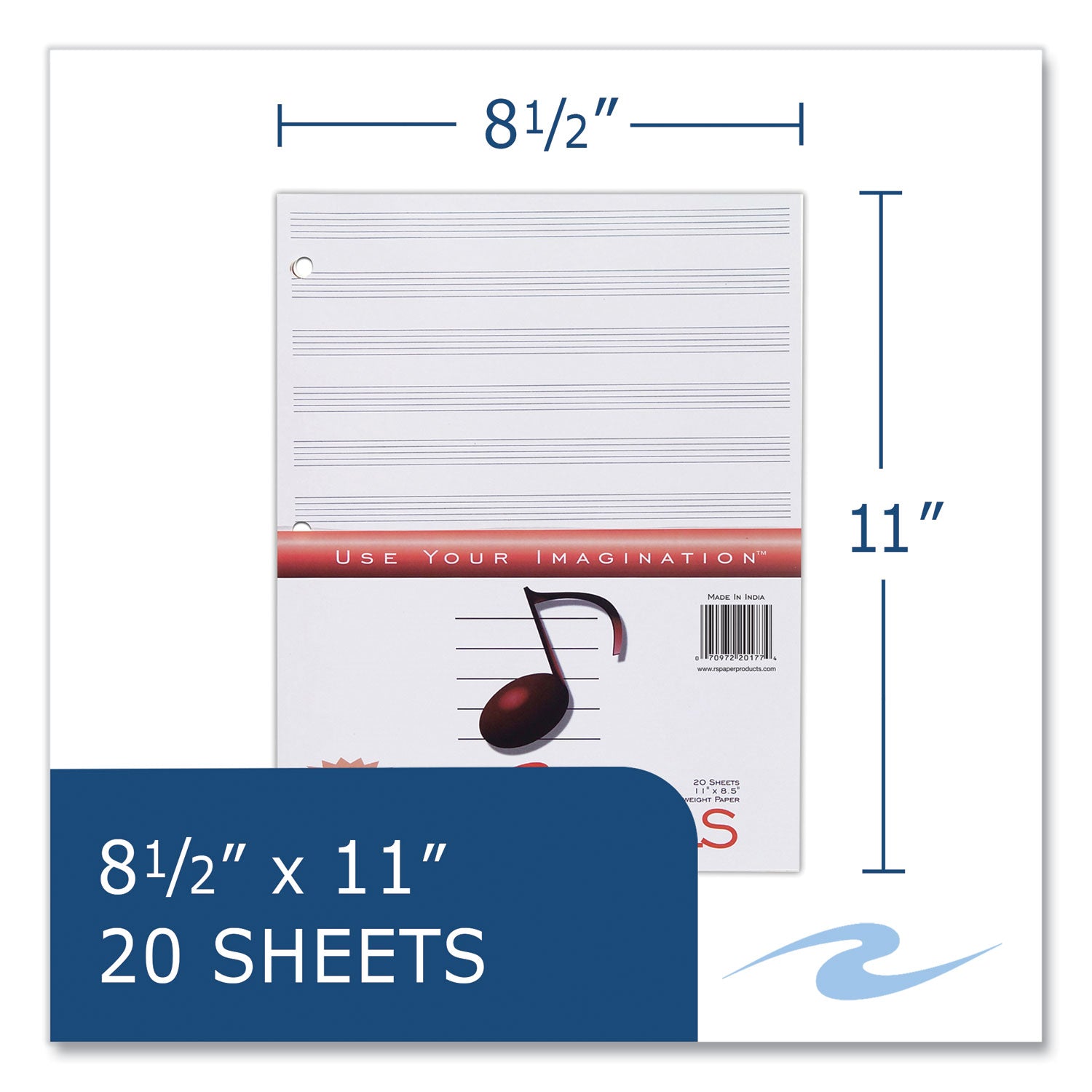 20 Sheets - 40 Pages - Printed - Ring - Both Side Ruling Surface - 3 Hole(s) - 32 lb Basis Weight - 119 g/m² Grammage - 11" x 8 1/2" Sheet Size - 0.20" Height x 8.5" Width x 11" Length - White Paper - 24 / Carton