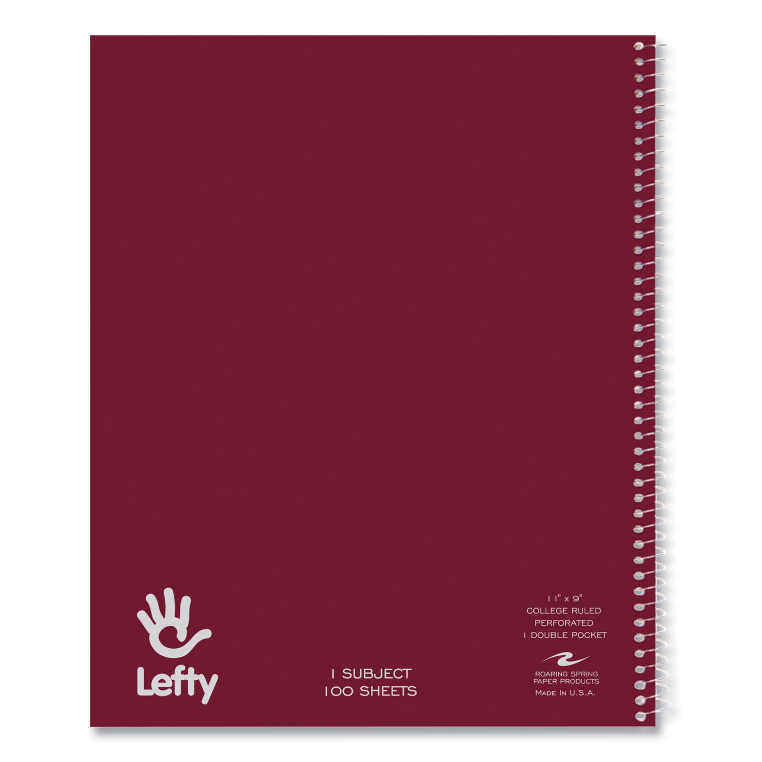 Lefty Notebook, 1-Subject, Medium/College Rule, Randomly Assorted Cover Colors, (100) 11 x 9 Sheets, 24/Carton
