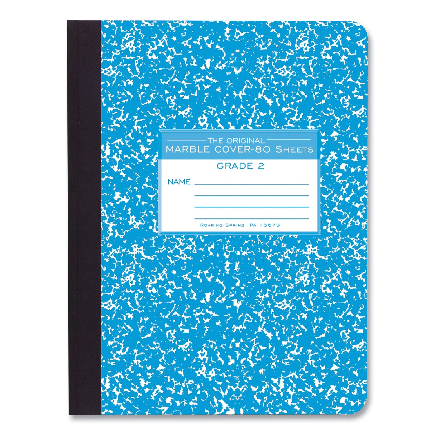 Roaring Spring Grade School Ruled Marble Hard Cover Composition Book, 80 Sheets, 160 Pages, 9-3/4" x 7-1/2", Blue Marble Cover, 48/Carton