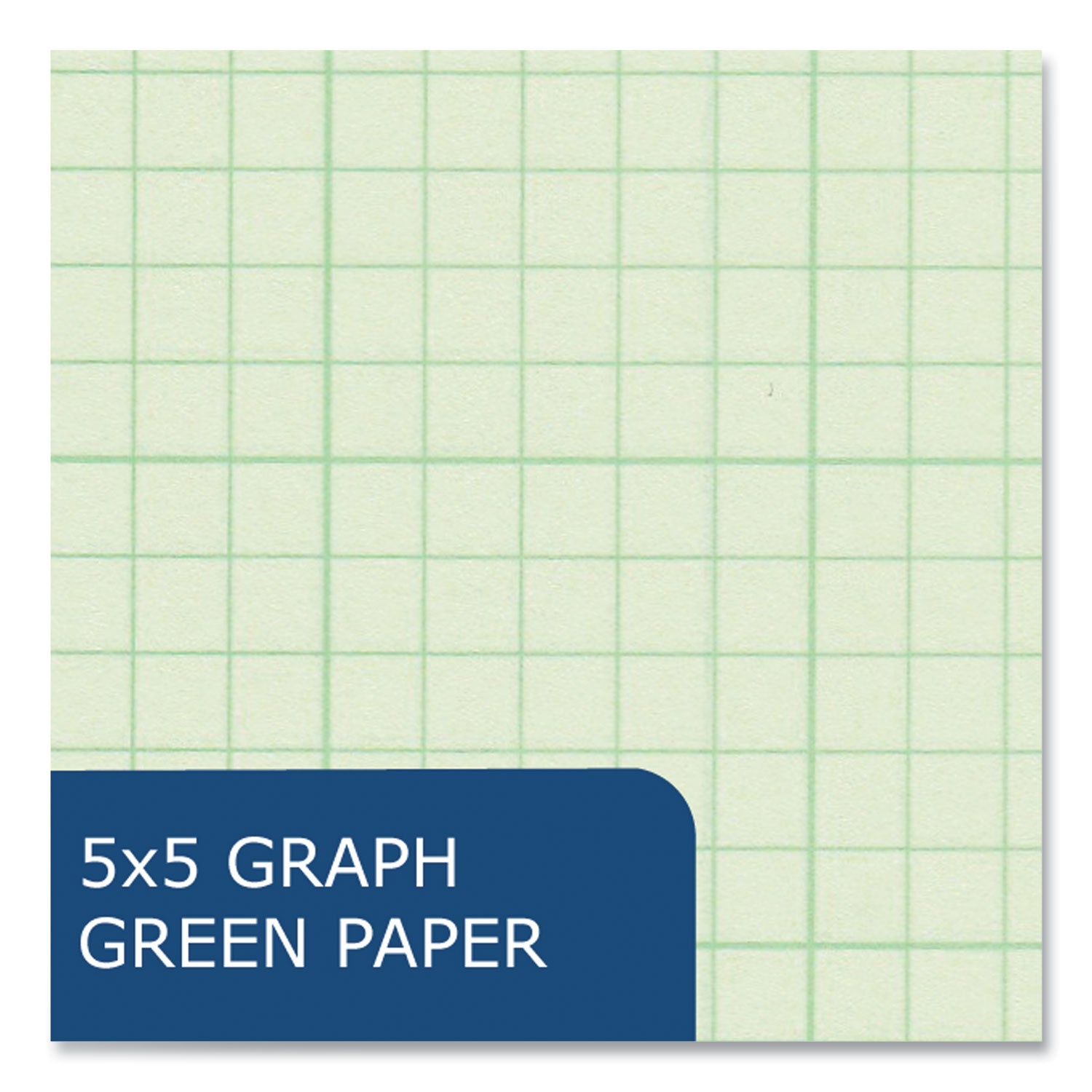 Roaring Spring 5x5 Grid Engineering Pad, 11" x 8.5", Green, 200 Sheets, 400 Pages, 3-Hole Punched, Glued Top, Chipboard Cover, 24 Pads per Carton
