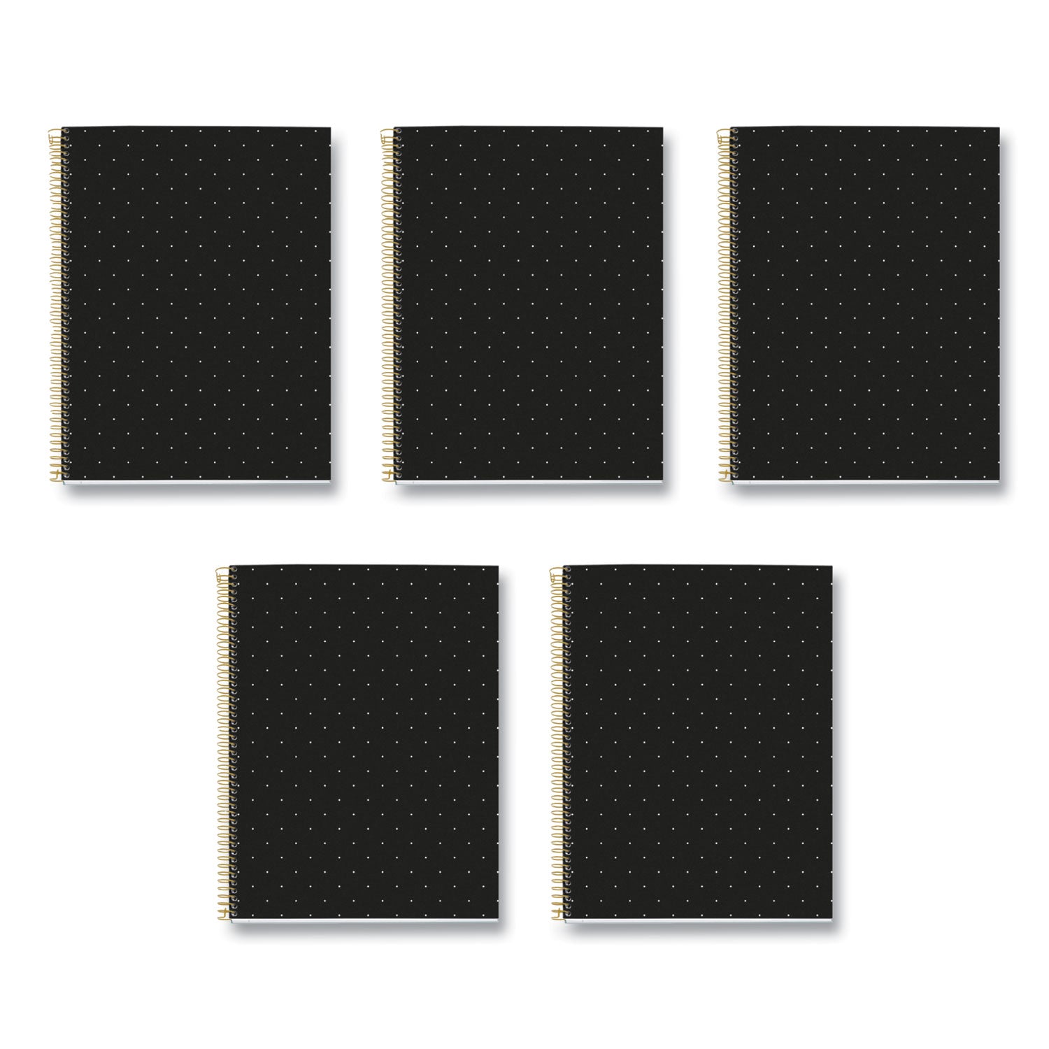 MR M Fashion Notebook, 4-Subject, Medium/College Rule, Black/Gold Cover, (120) 11 x 8.5 Sheets, 5/Carton