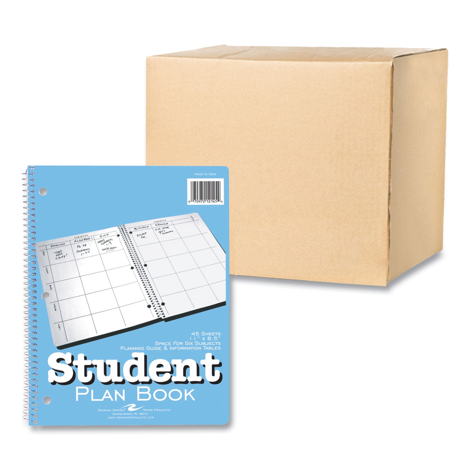 Academic - Weekly - 1 Week Double Page Layout - 8 1/2" x 11" Sheet Size - Green Sheet - 3 x Holes - Spiral Bound - White - Bond Paper - Blue Cover - 11" Height x 8.5" Width - Printed, Hole-punched, Smooth, Snag Proof - 1 Carton