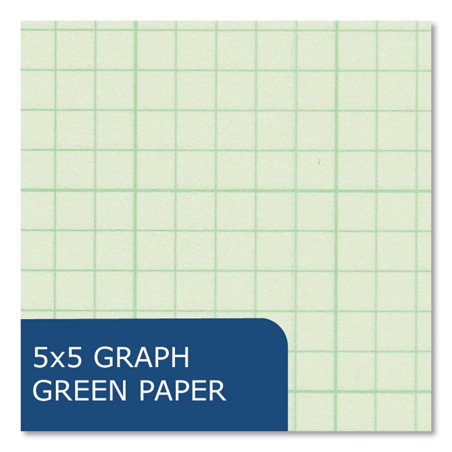 Roaring Spring 5x5 Grid Engineering Pad, 11" x 8.5", Green, 100 Sheets, 200 Pages, 3-Hole Punched, Glued Top, Chipboard Cover, 24 Pads per Carton