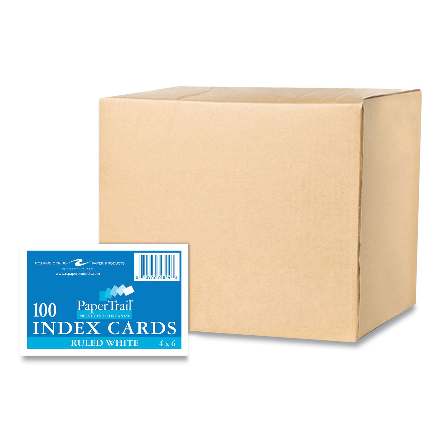 Roaring Spring PaperTrail Ruled Index Cards - 100 Sheets - 200 Pages - Printed - Front Ruling Surface - 43 lb Basis Weight - 160 g/m² Grammage - 6" x 4" Sheet Size - 0.75" Height x 6" Width x 4" Length - White Paper - 100/Pack - 1 Carton