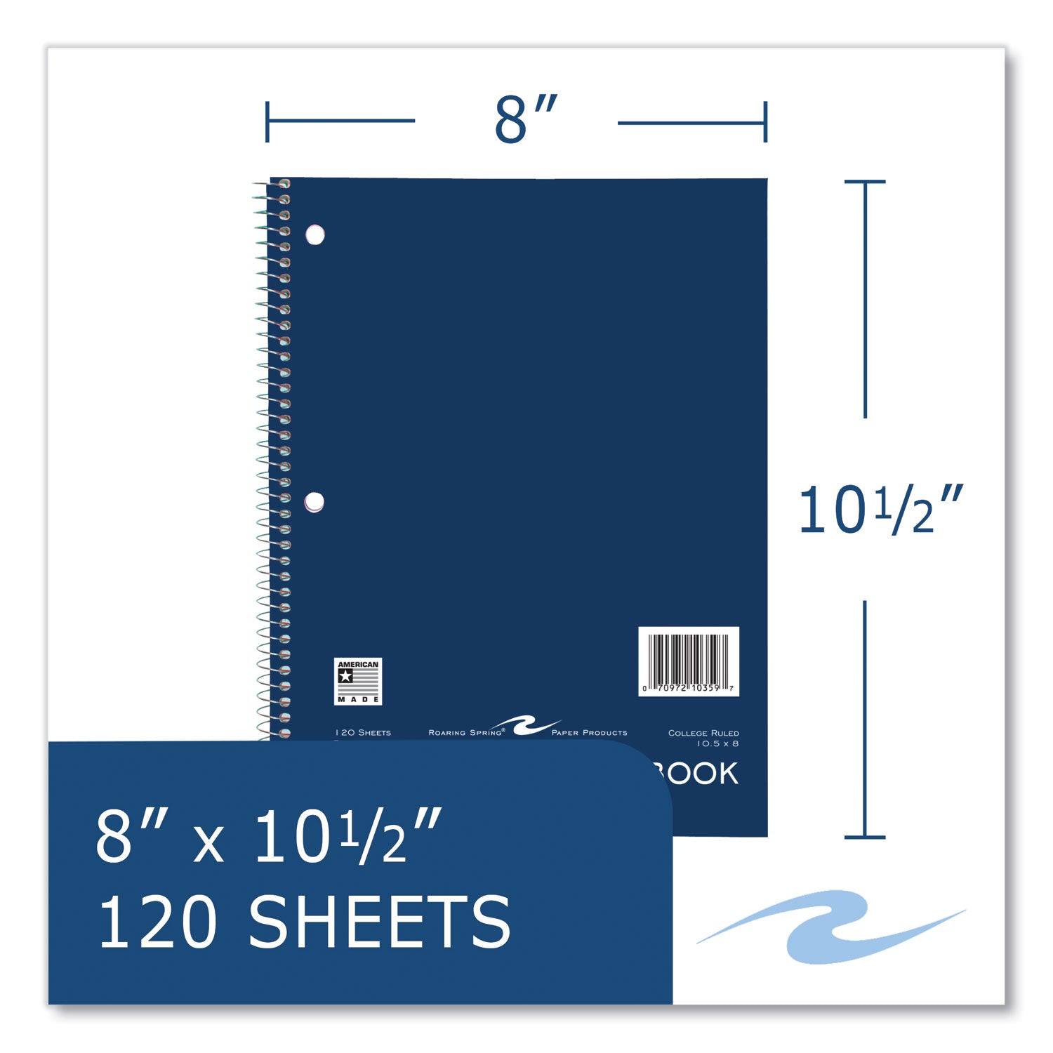 120 Sheets - 240 Pages - Printed - Spiral Bound - Both Side Ruling Surface - Red Margin - 3 Hole(s) - 15 lb Basis Weight - 56 g/m² Grammage - 10 1/2" x 8" Sheet Size - 0.50" Height x 8" Width x 10.5" Length - White Paper - Board Cover - 1 Carton