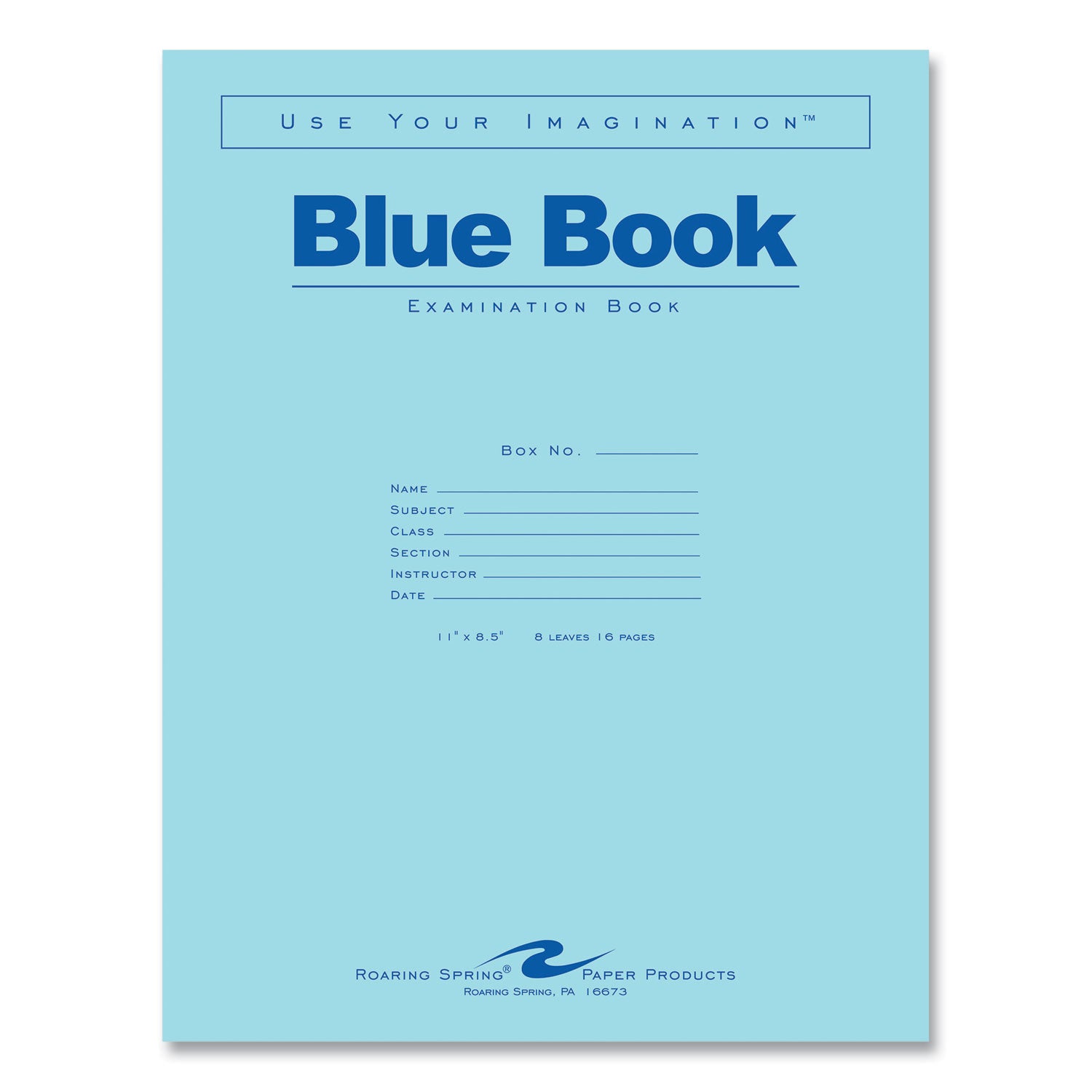 Examination Blue Book, Wide/Legal Rule, Blue Cover, (8) 11 x 8.5 Sheets, 500/Carton