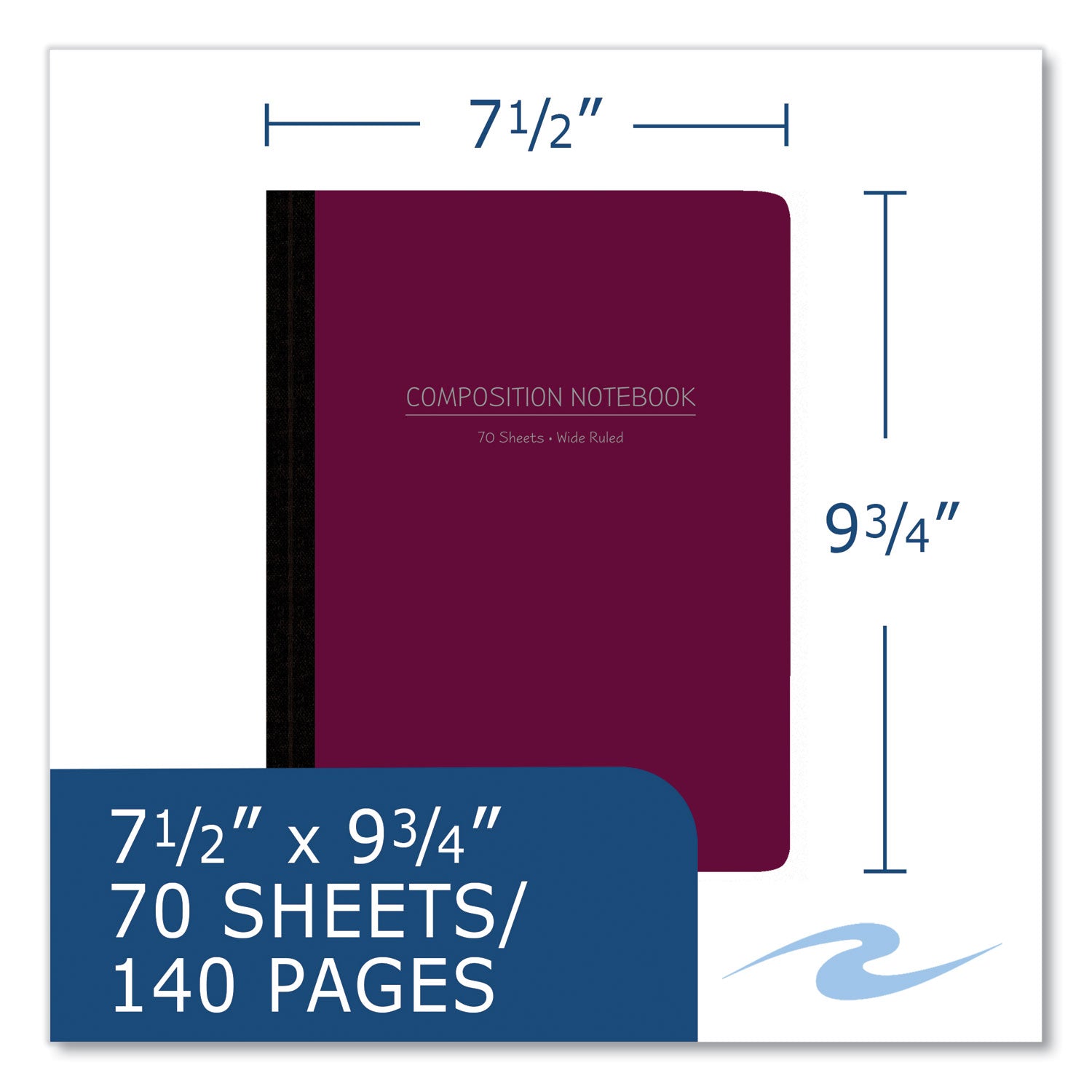 70 Sheets - 140 Pages - Printed - Sewn/Tapebound - Both Side Ruling Surface - Red Margin - 15 lb Basis Weight - 56 g/m² Grammage - 9 3/4" x 7 1/2" Sheet Size - 0.33" Height x 7.5" Width x 9.8" Length - White Paper - Black Binding - 1 Carton