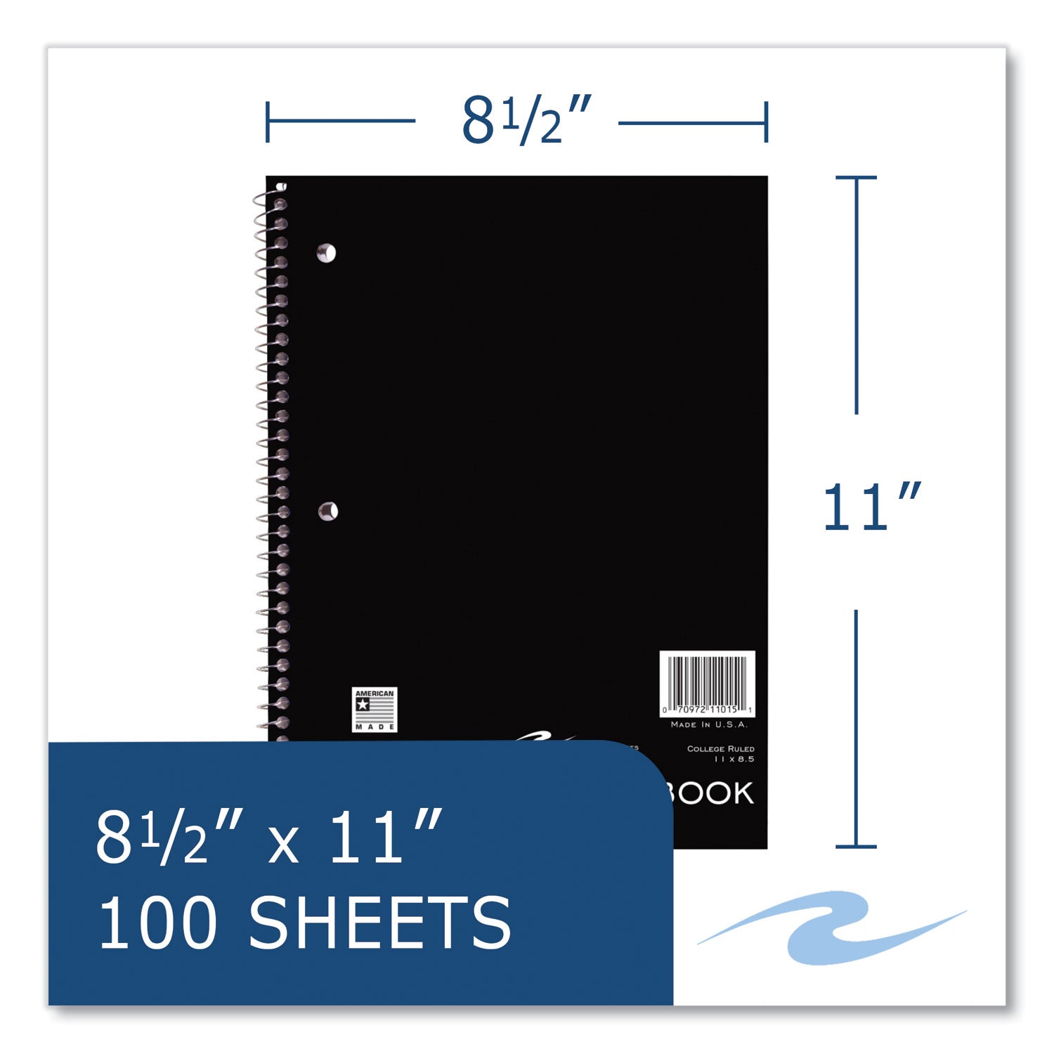 Roaring Spring College Ruled One Subject Spiral Notebook, 100 Sheets, 200 Pages, 11" x 8.5", Spiral Bound, 3-Hole Punched, Assorted Kraft Covers, 1 Carton