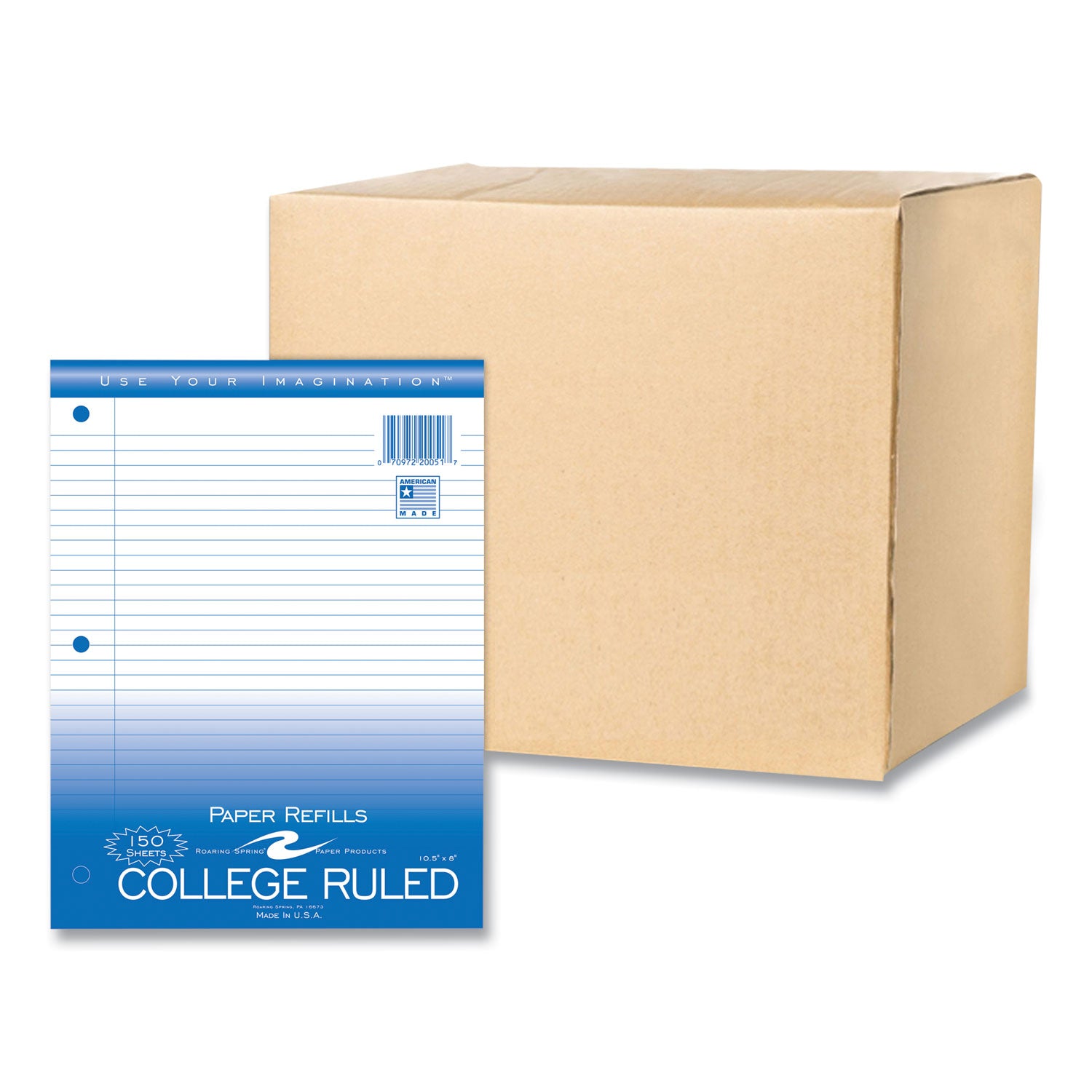 150 Sheets - 300 Pages - Printed - Both Side Ruling Surface - Red Margin - 3 Hole(s) - 15 lb Basis Weight - 56 g/m² Grammage - 10 1/2" x 8" Sheet Size - 0.50" Height x 8" Width x 10.5" Length - White Paper - 1 Carton
