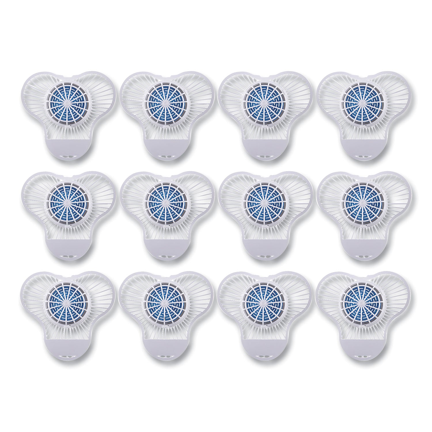Urinal Screen with Non-Para Deodorizer Block, Green Apple Scent, 3.25 oz, Blue/White, 12/Box