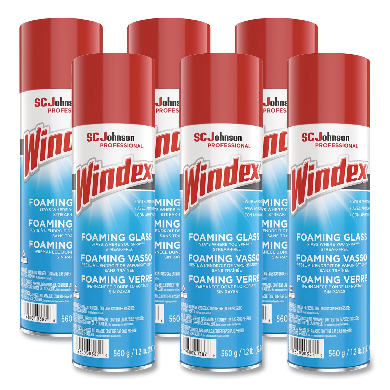 Windex&reg; Foaming Glass Cleaner - For Multipurpose - Aerosol - 19.7 fl oz (0.6 quart) - Recommended For: Dirt Remover, Grime Remover - Streak-free, Versatile, Drip-free - White - 1 Each