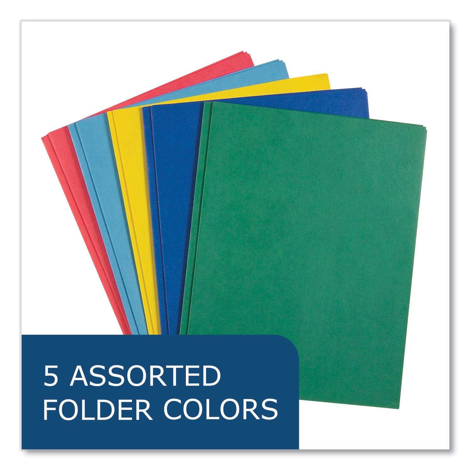 Roaring Spring Letter Fastener Folder - 8 1/2" x 11" - 3 x Prong Fastener(s) - 2 Internal Pocket(s) - Blue, Red, Dark Blue, Green, Yellow - 100 / Carton