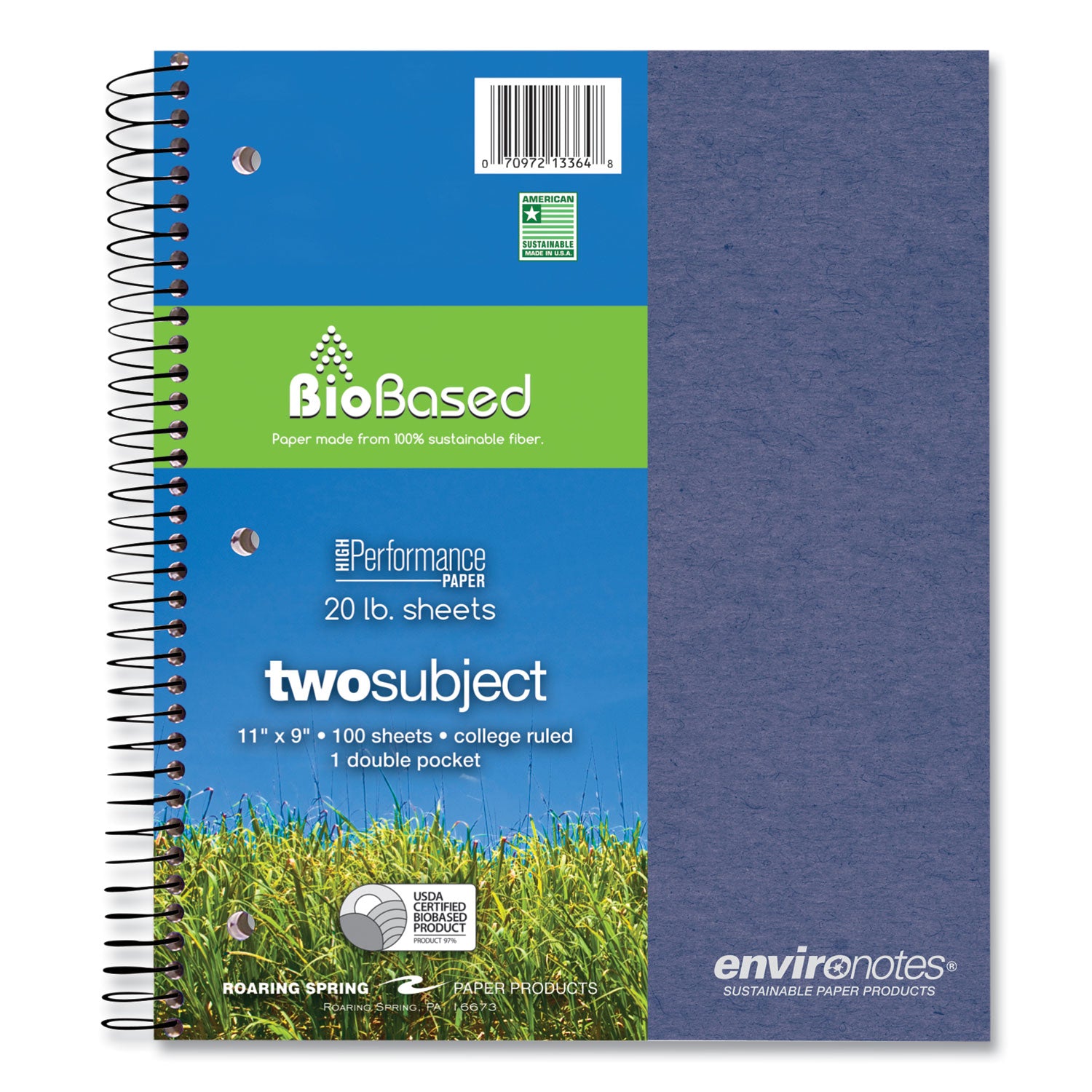 Roaring Spring EnviroNotes Earthtone 2-Subject Notebook
