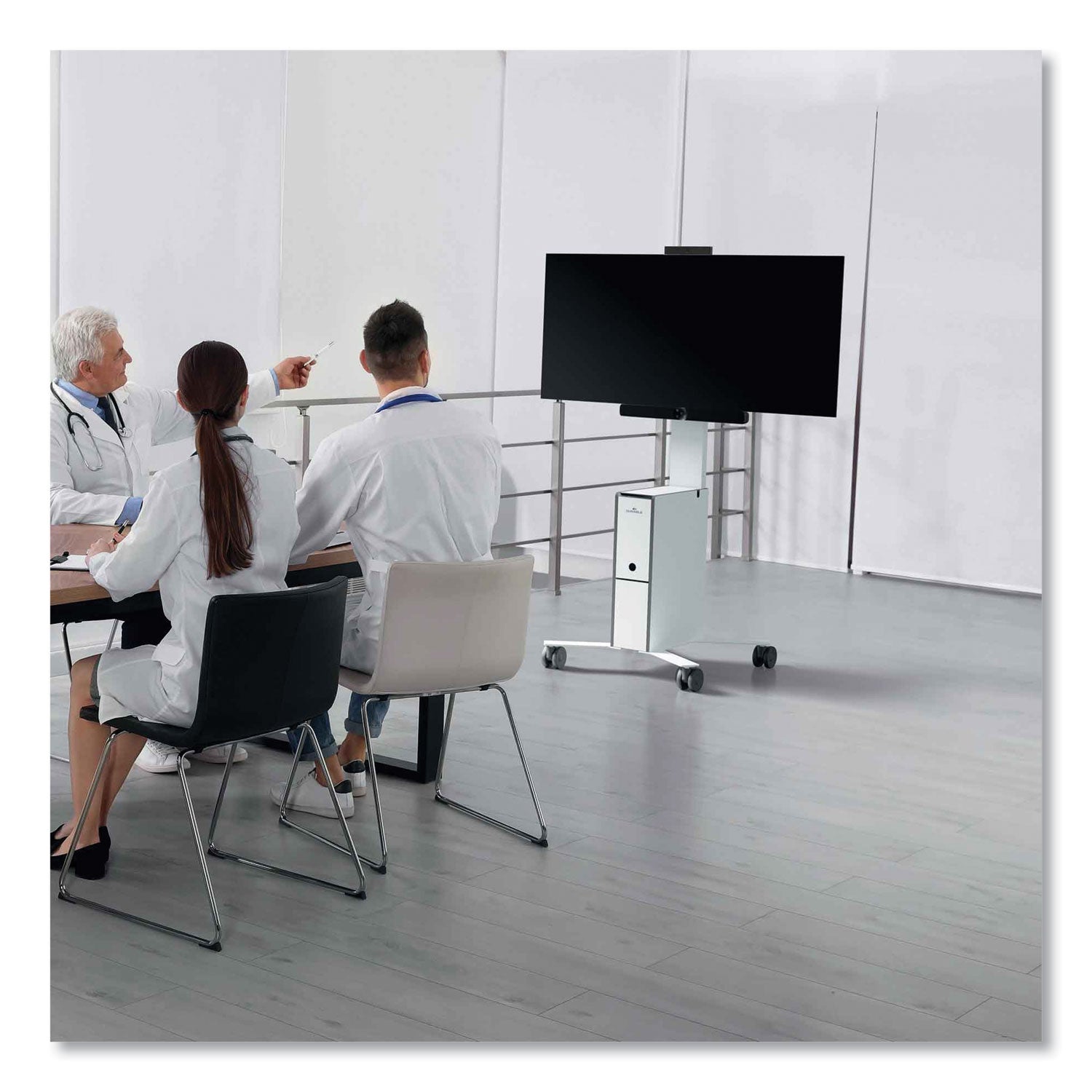 3 Shelf - 39.68 lb Load Capacity - 4 Casters - High Density Fiberboard (HDF) - 22.52" Width x 22.60" Depth x 50.87" Height - Aluminum Frame - White - 1 Each