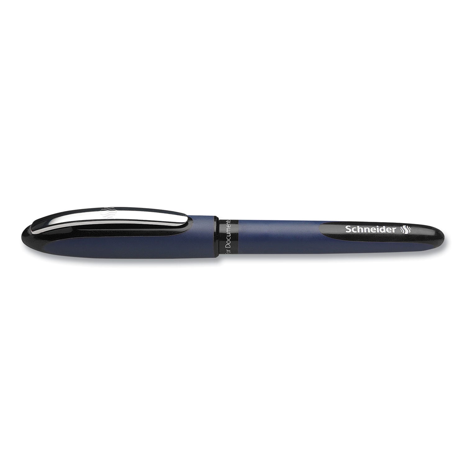 Schneider One Business Rollerball - 0.6 mm Medium Pen Point - Black Ink - Black, Dark Blue Barrel - 10 / Pack