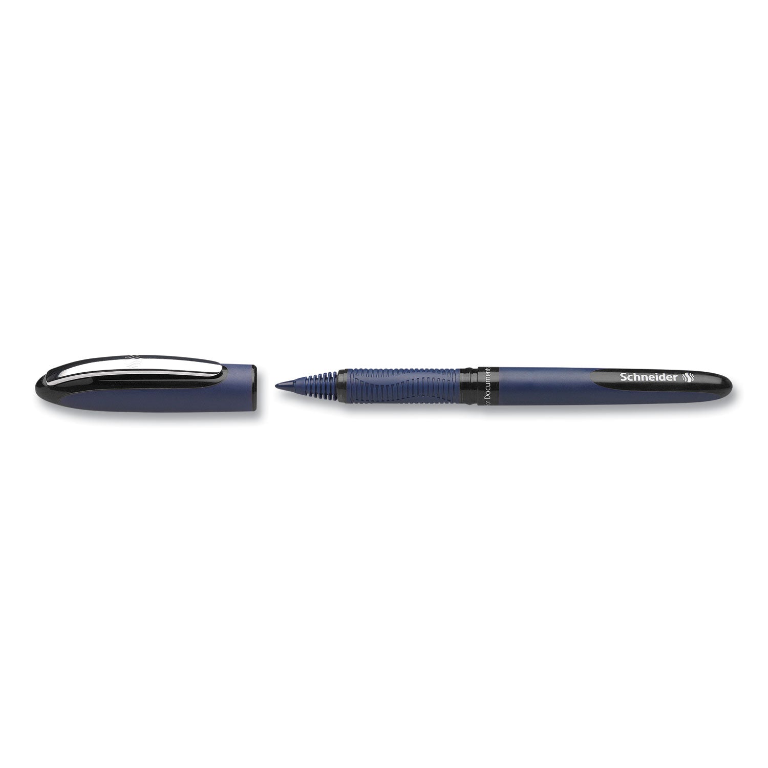 Schneider One Business Rollerball - 0.6 mm Medium Pen Point - Black Ink - Black, Dark Blue Barrel - 10 / Pack