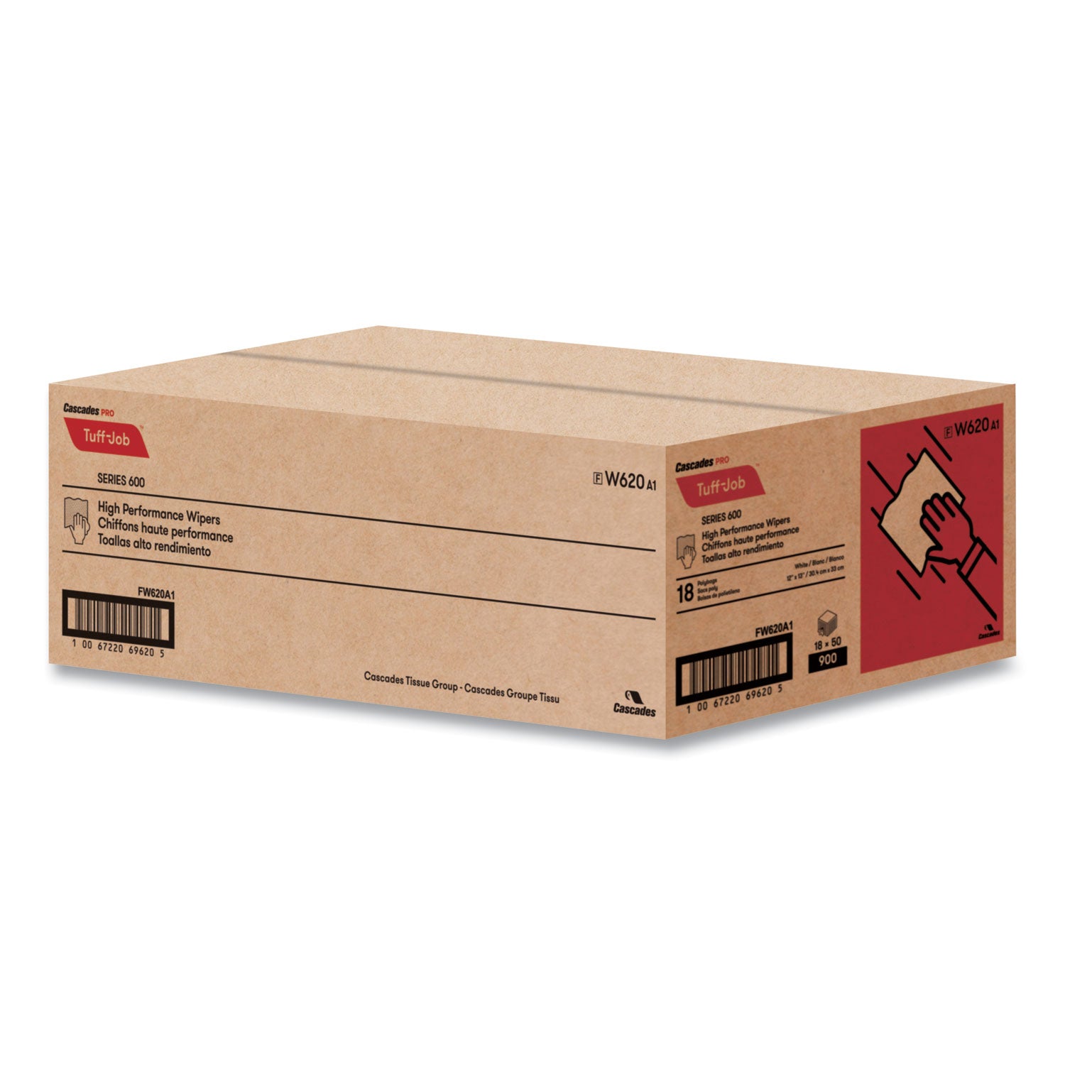 Tuff-Job S600 High Performance Wipers, 12 X 13, 50/bag, 18 Bags/carton