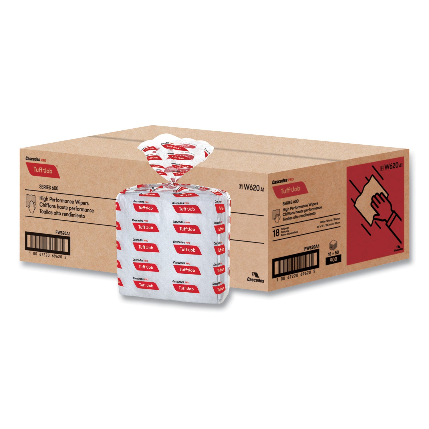Tuff-Job S600 High Performance Wipers, 12 X 13, 50/bag, 18 Bags/carton