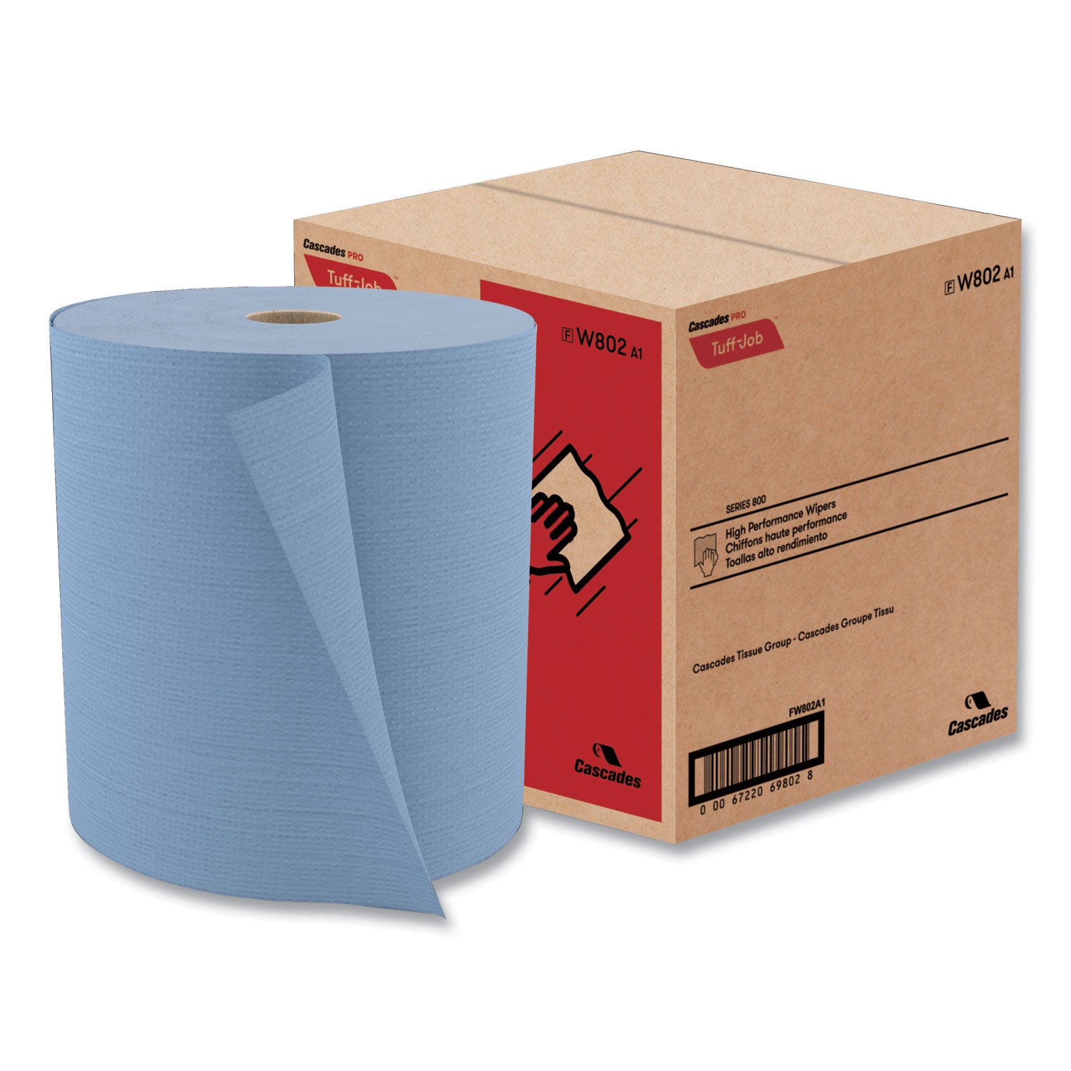 Tuff-Job Spunlace Towels, Jumbo Roll, 12 x 13, Blue, 475/Roll