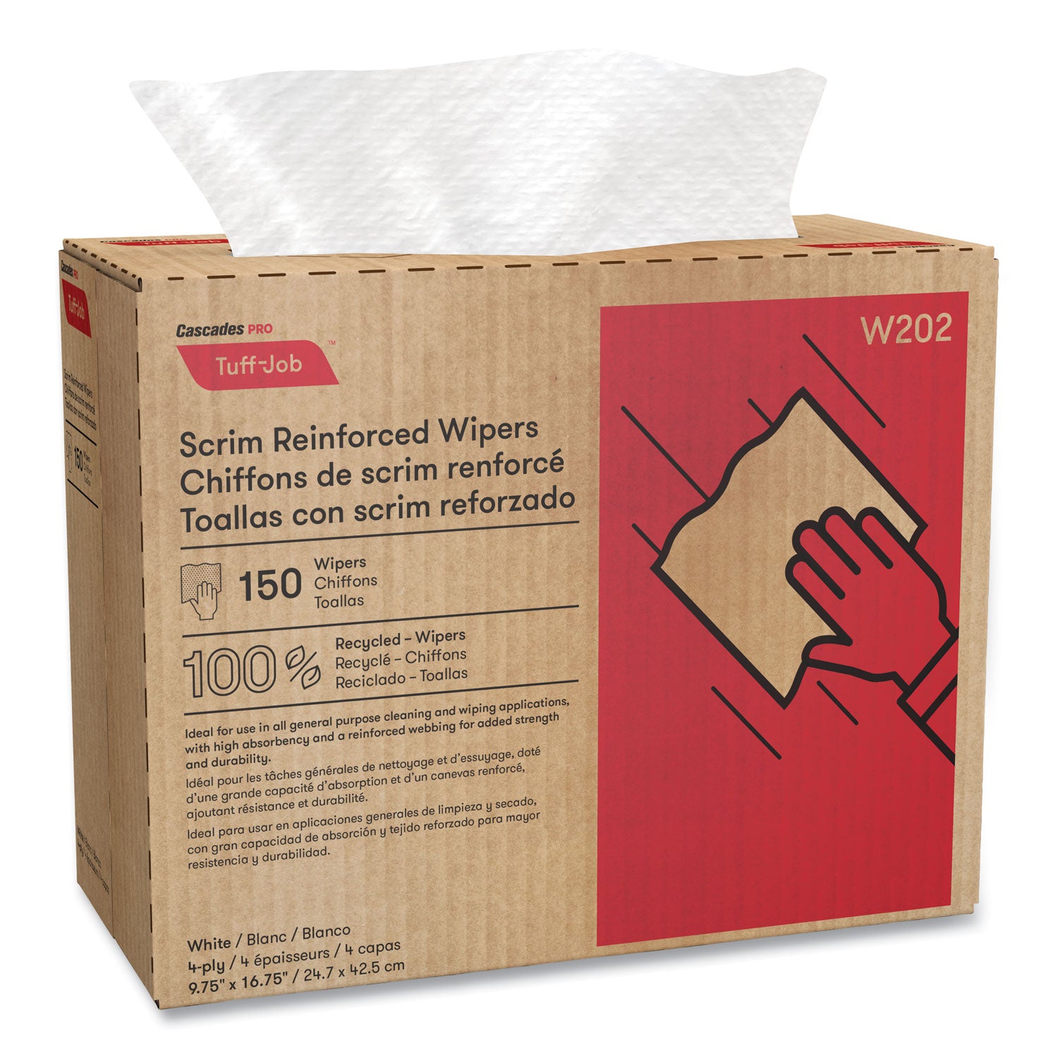 4 Ply - Interfolded - 9.75" Width x 16.75" Length - White - Polyester - 6 / Carton