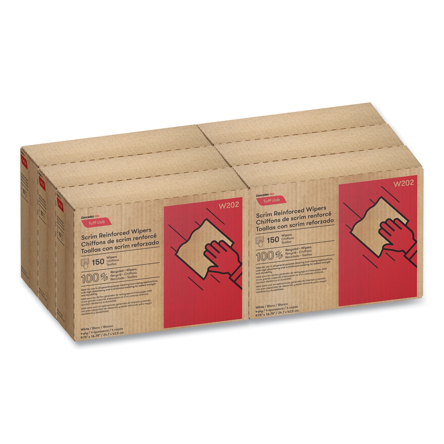 4 Ply - Interfolded - 9.75" Width x 16.75" Length - White - Polyester - 6 / Carton