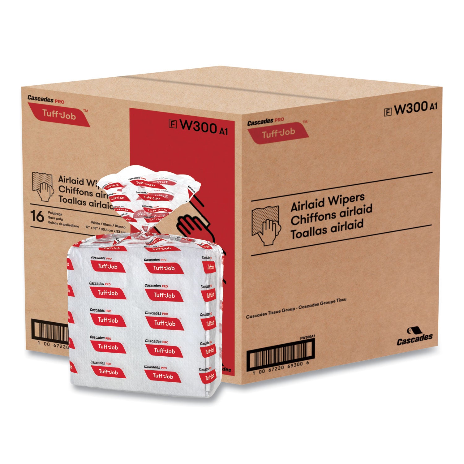 1 Ply - Quarter-fold - 12" Width x 13" Length - White - Wood Pulp - 16 / Carton