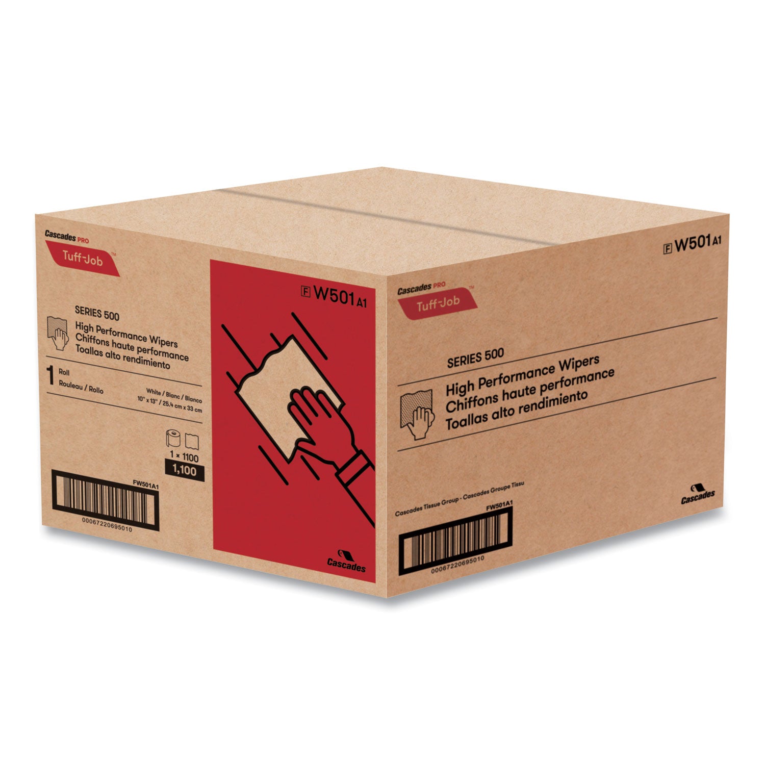 Tuff-Job S500 High Performance Wipers, 10 X 13, White, 1,100/roll