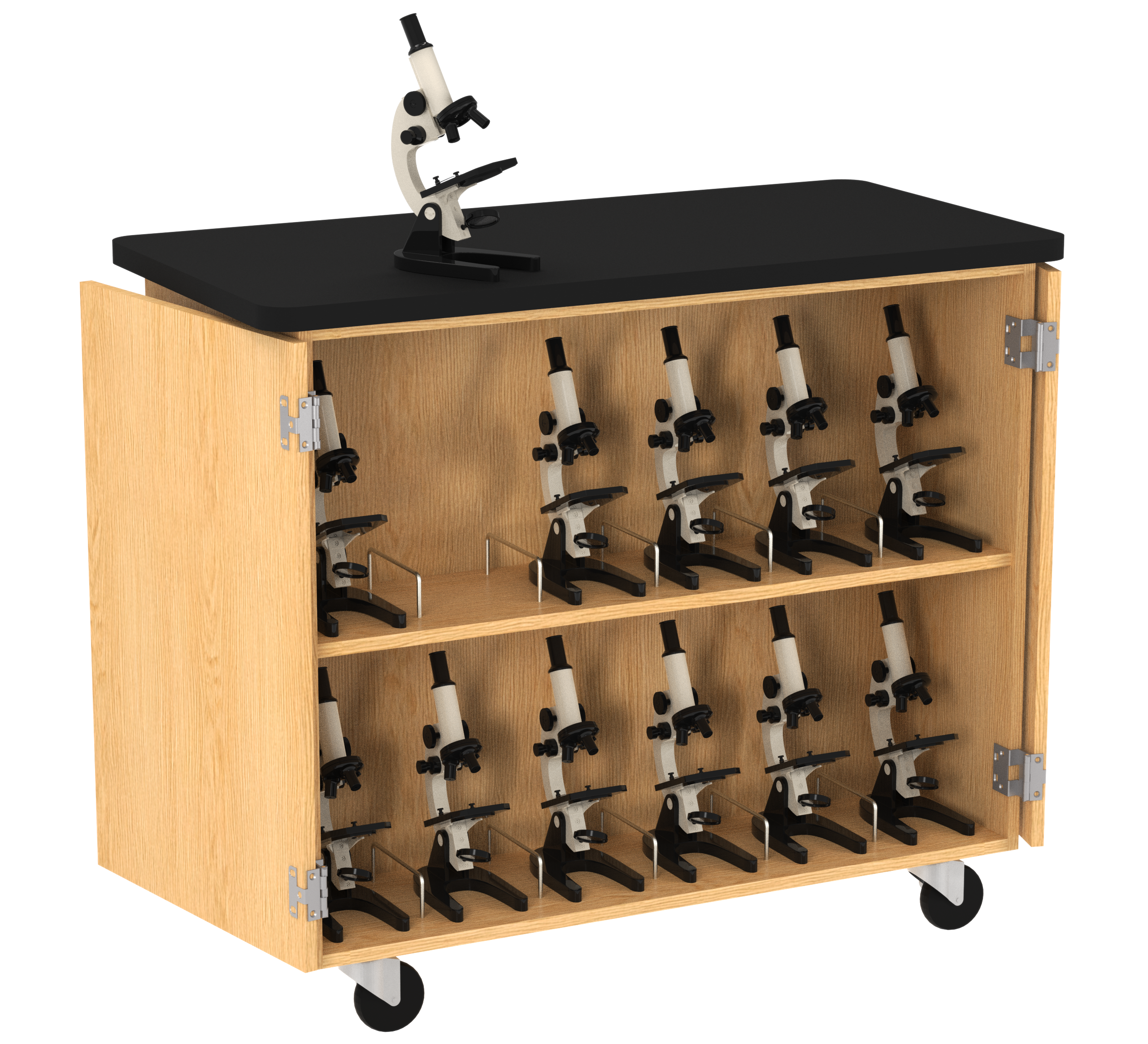Perpetulab Mobile Microscope Cabinet - Red Oak, 48"W x 24"D x 40-3/4"H