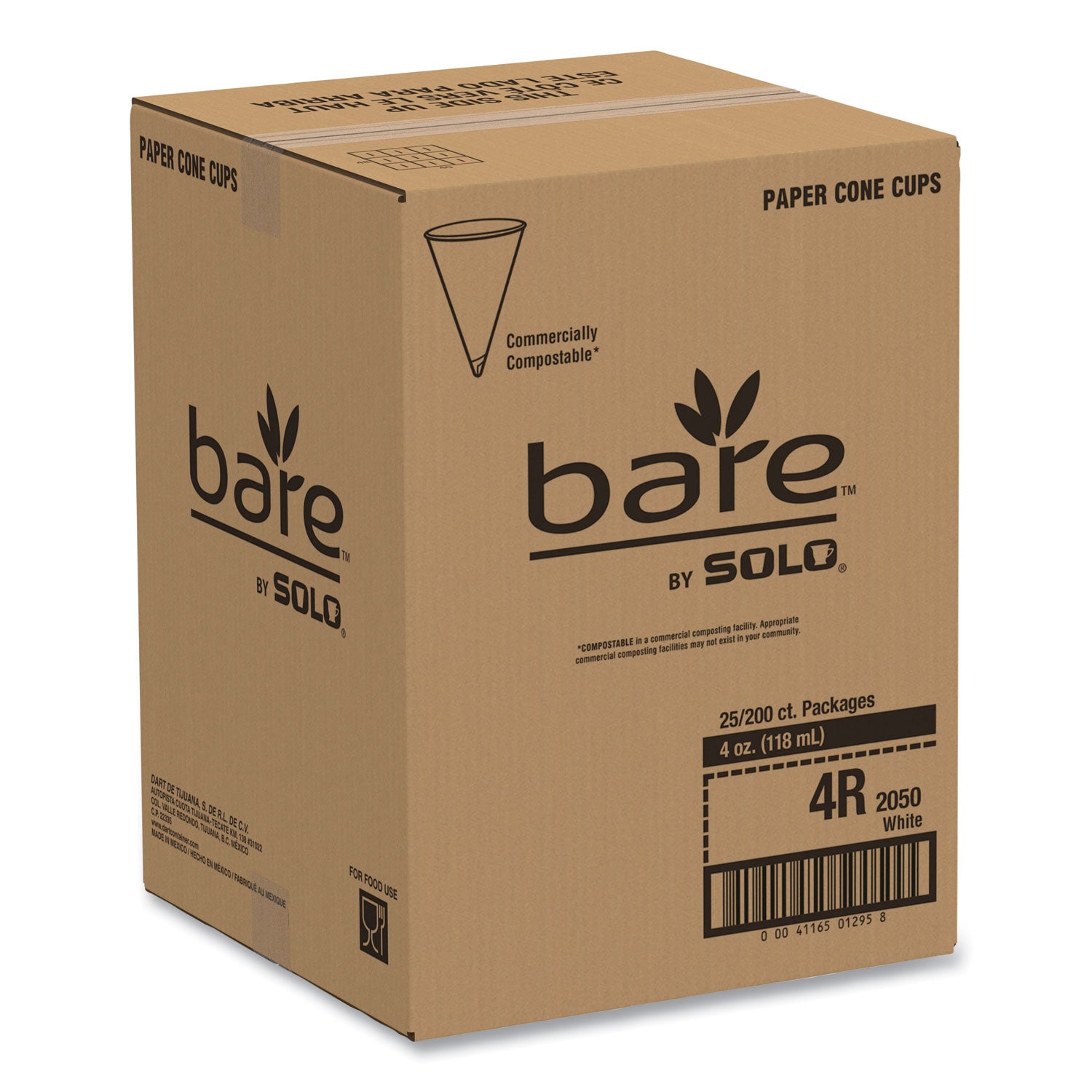 Cone Water Cups, Chipboard Box Inner Packaging, 4 oz, Paper, White, 200/Bag, 25 Bags/Carton