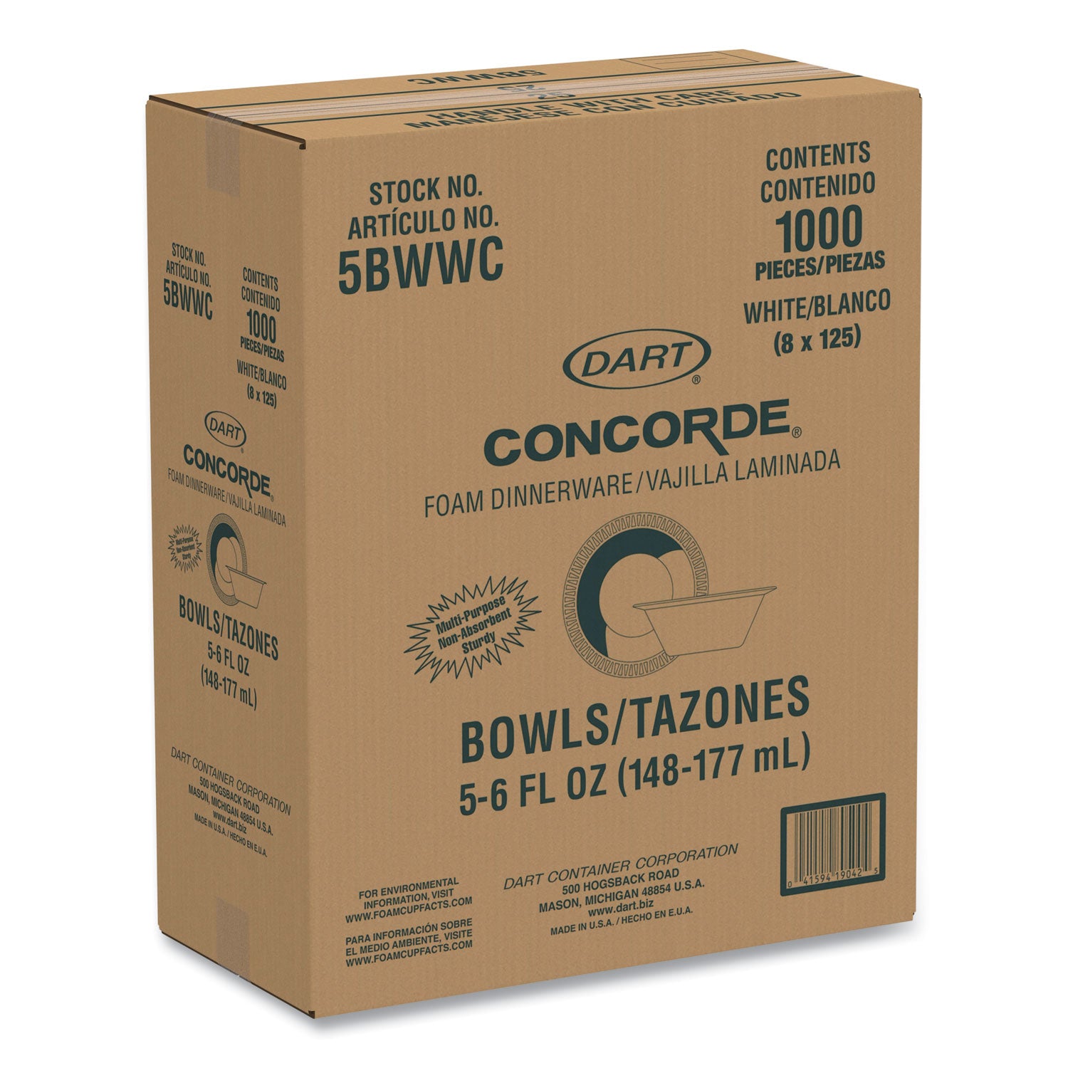 Serving - Disposable - White - Textured - Foam Body - 125/Bag - 8 / Carton