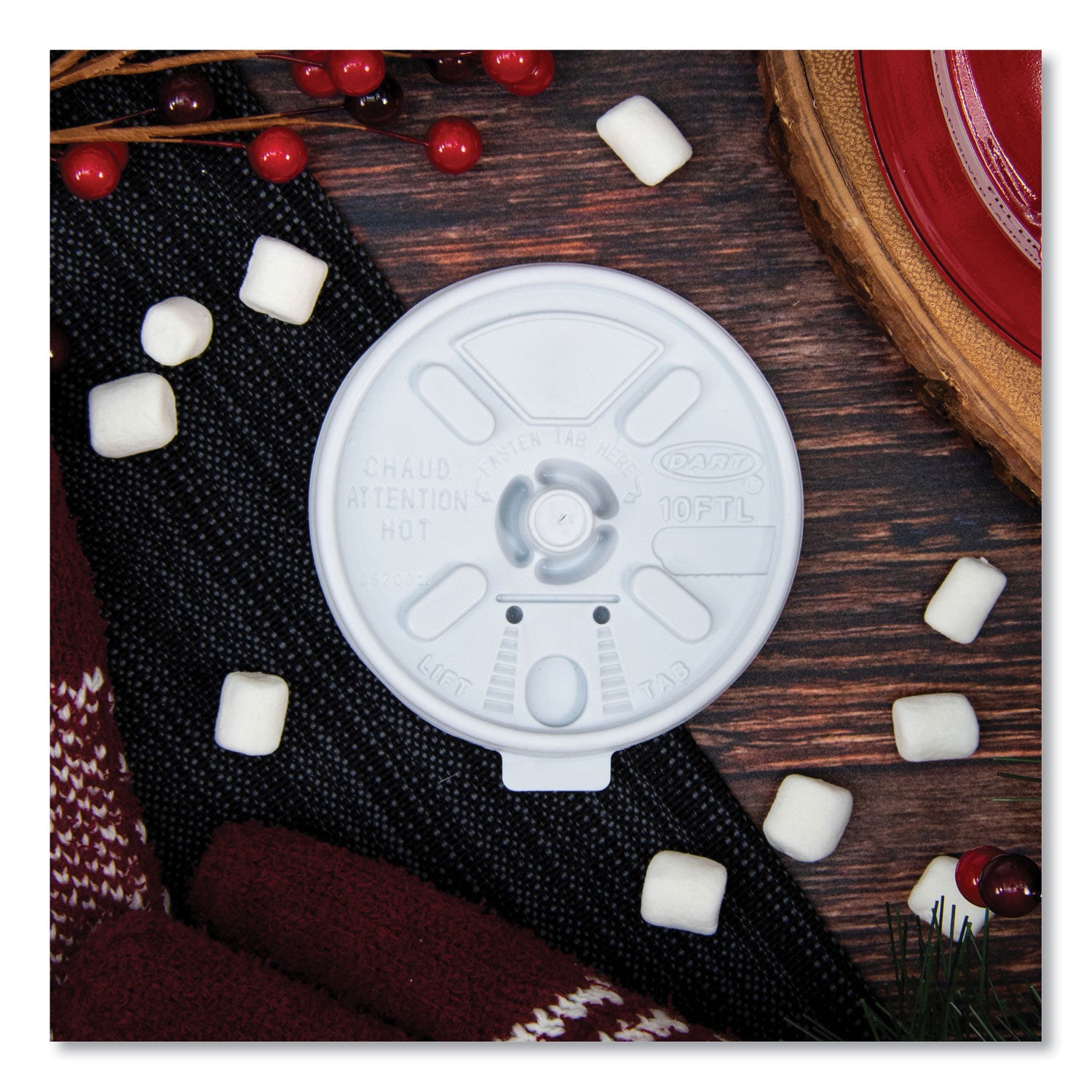 Lift n' Lock Plastic Hot Cup Lids, Fits 10 oz Hot Cups, White, 1,000/Carton