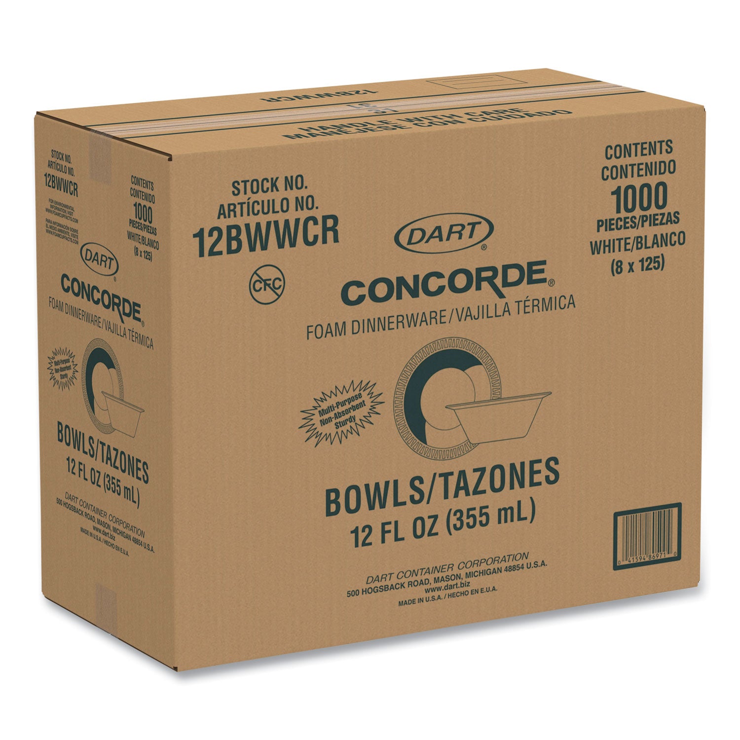 White - Foam Body - 125/Bag - 8 / Carton