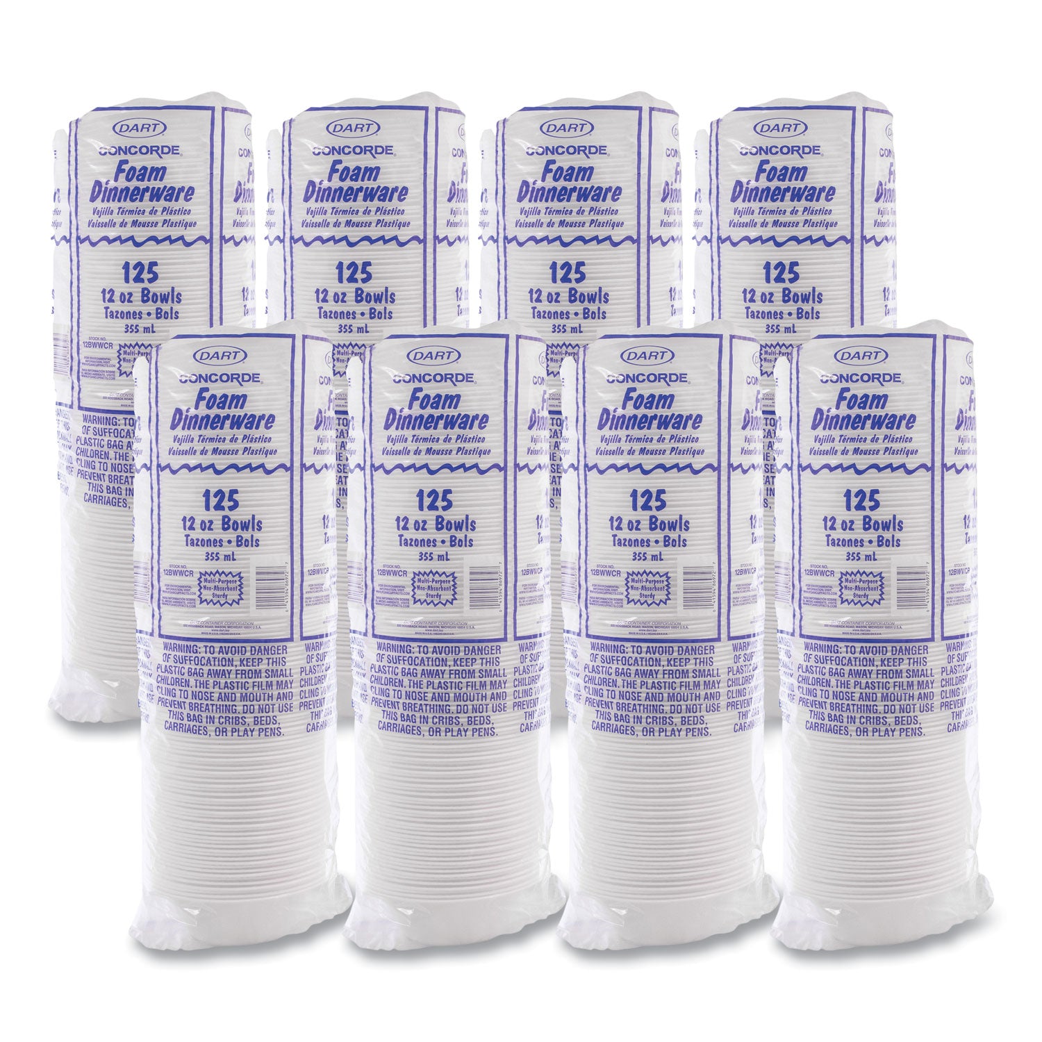 White - Foam Body - 125/Bag - 8 / Carton