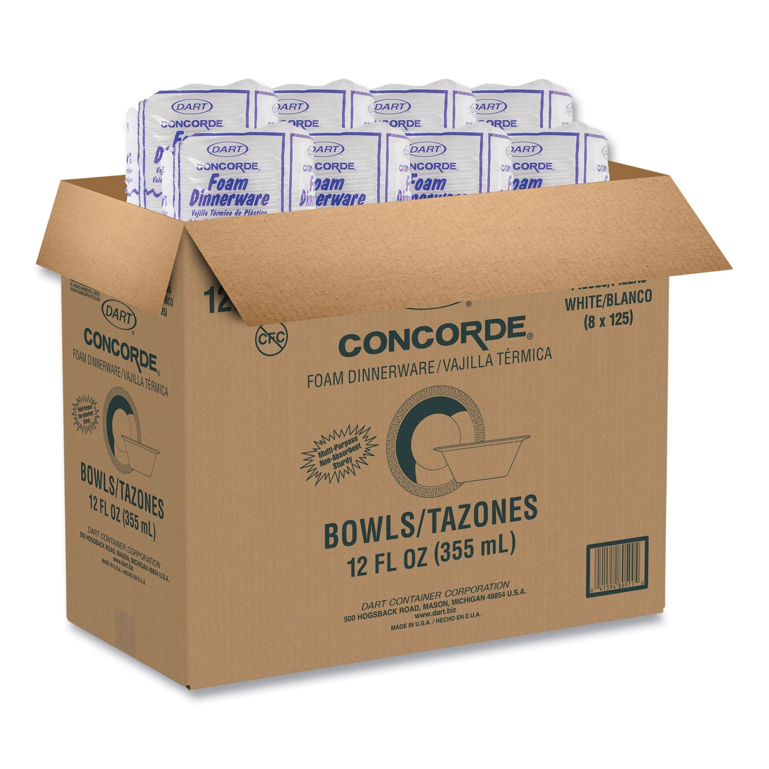White - Foam Body - 125/Bag - 8 / Carton