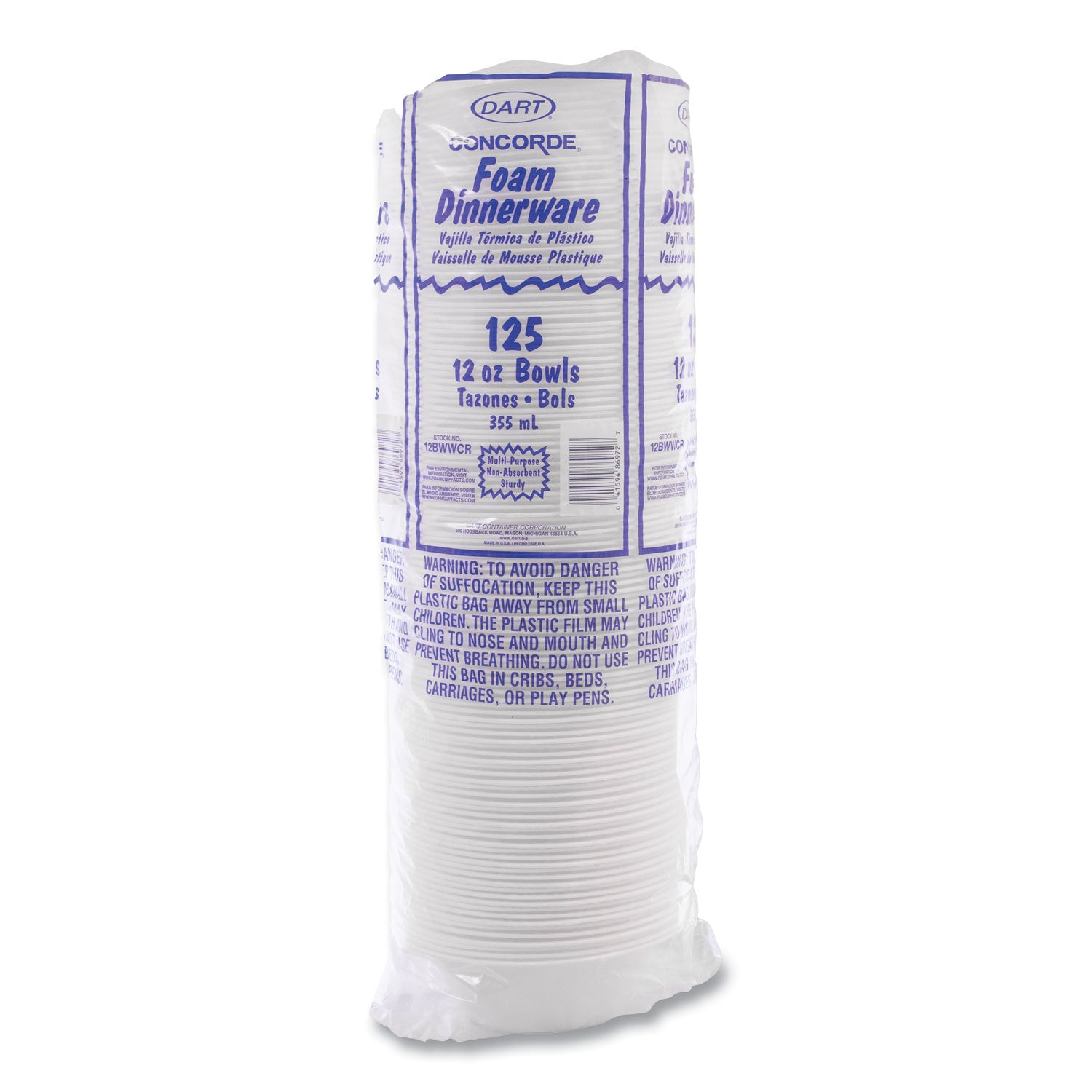 White - Foam Body - 125/Bag - 8 / Carton