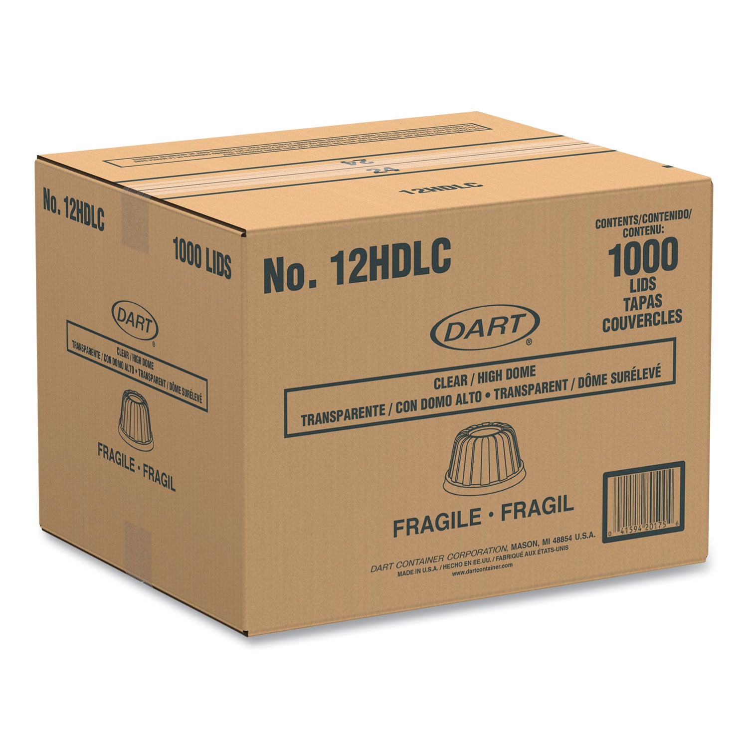 D-T Sundae/Cold Cup Lids, Fits 6 oz/8 oz/12 oz Cold Cups, Plastic, Clear, 50/Pack, 20 Packs/Carton
