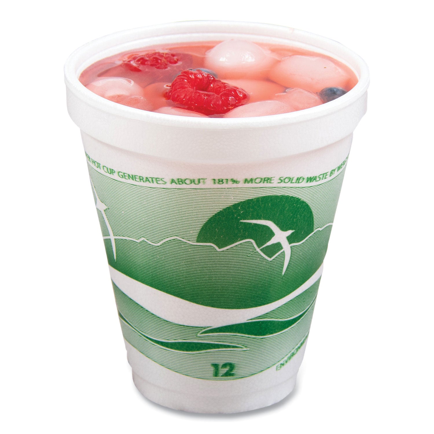 Horizon Hot/Cold Foam Drinking Cups, 12 oz, White/Green, 25/Bag, 40 Bags/Carton