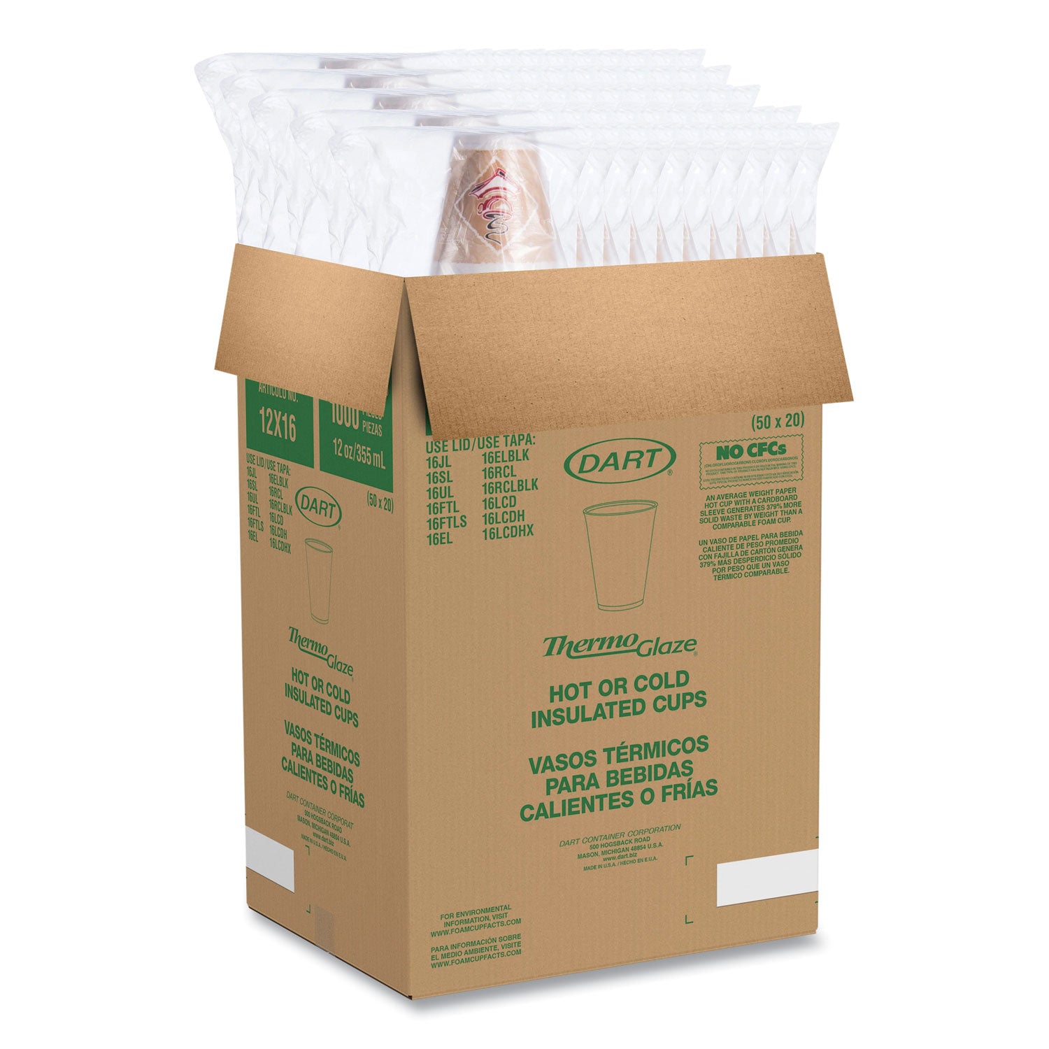 12 fl oz - Brown, Red - Foam - Cold Drink, Hot Drink - 20/Bag - 50 / Carton