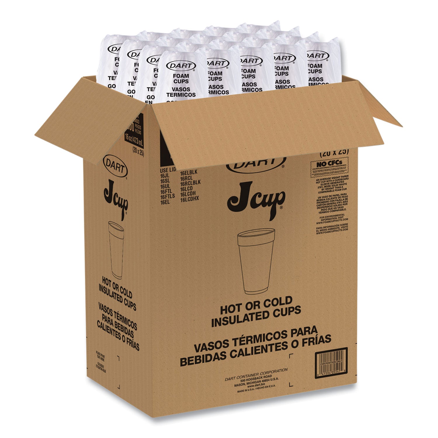Foam Drink Cups, 16 Oz, White, 20/bag, 25 Bags/carton