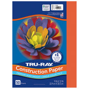 Construction Paper, Heavyweight, Orange, 9" x 12", 50 Sheets