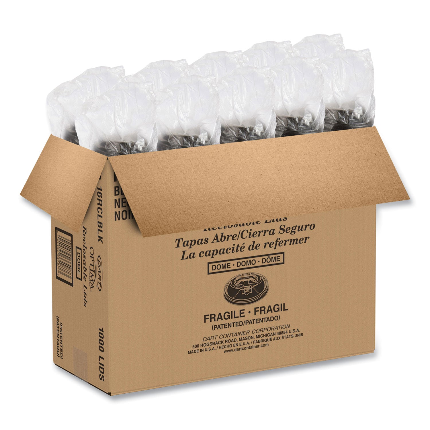 Round - Plastic - Black - 100/Bag - 1000 / Carton