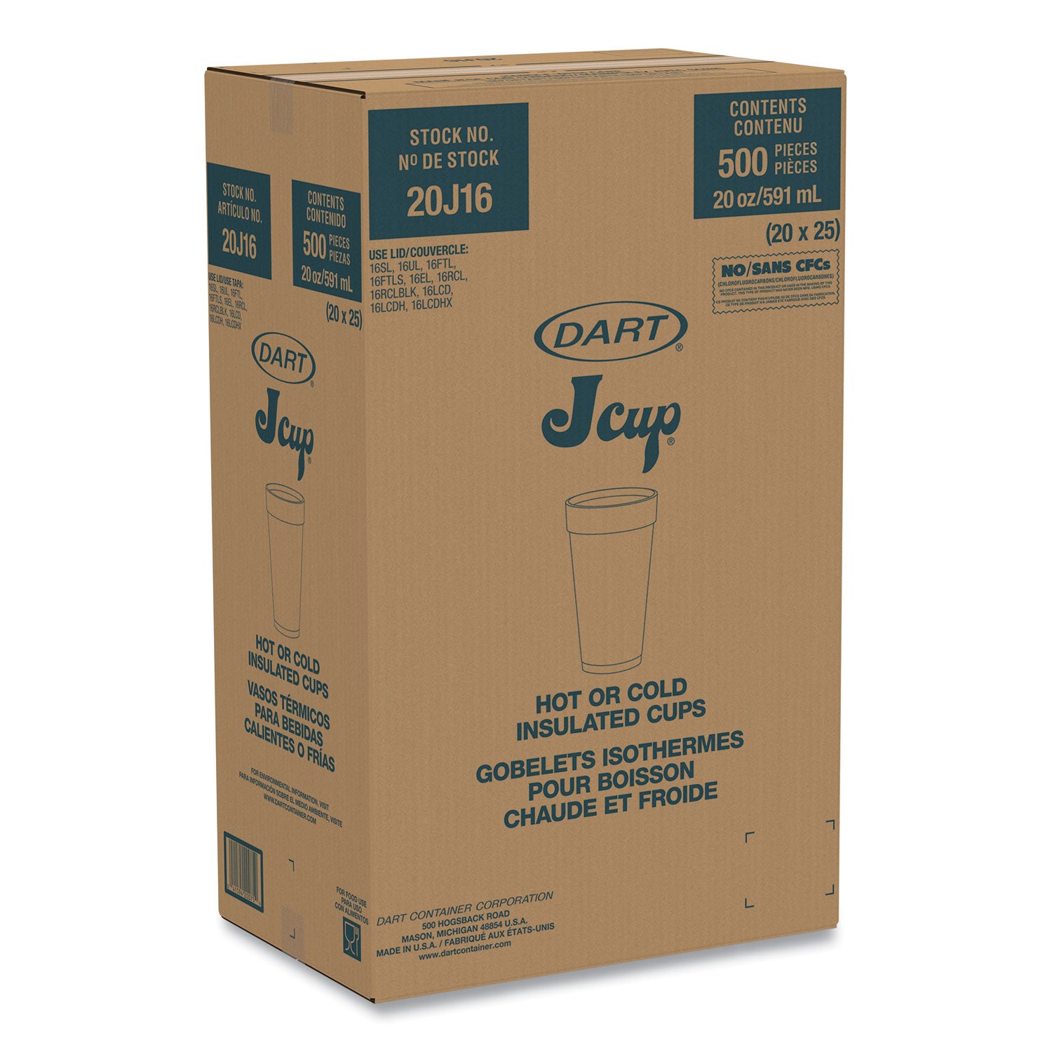 20 fl oz - Round - White - Foam - Beverage, Coffee, Cappuccino, Soft Drink, Juice, Hot Drink, Cold Drink, Iced Tea, Smoothie - 20/Pack - 25 / Carton