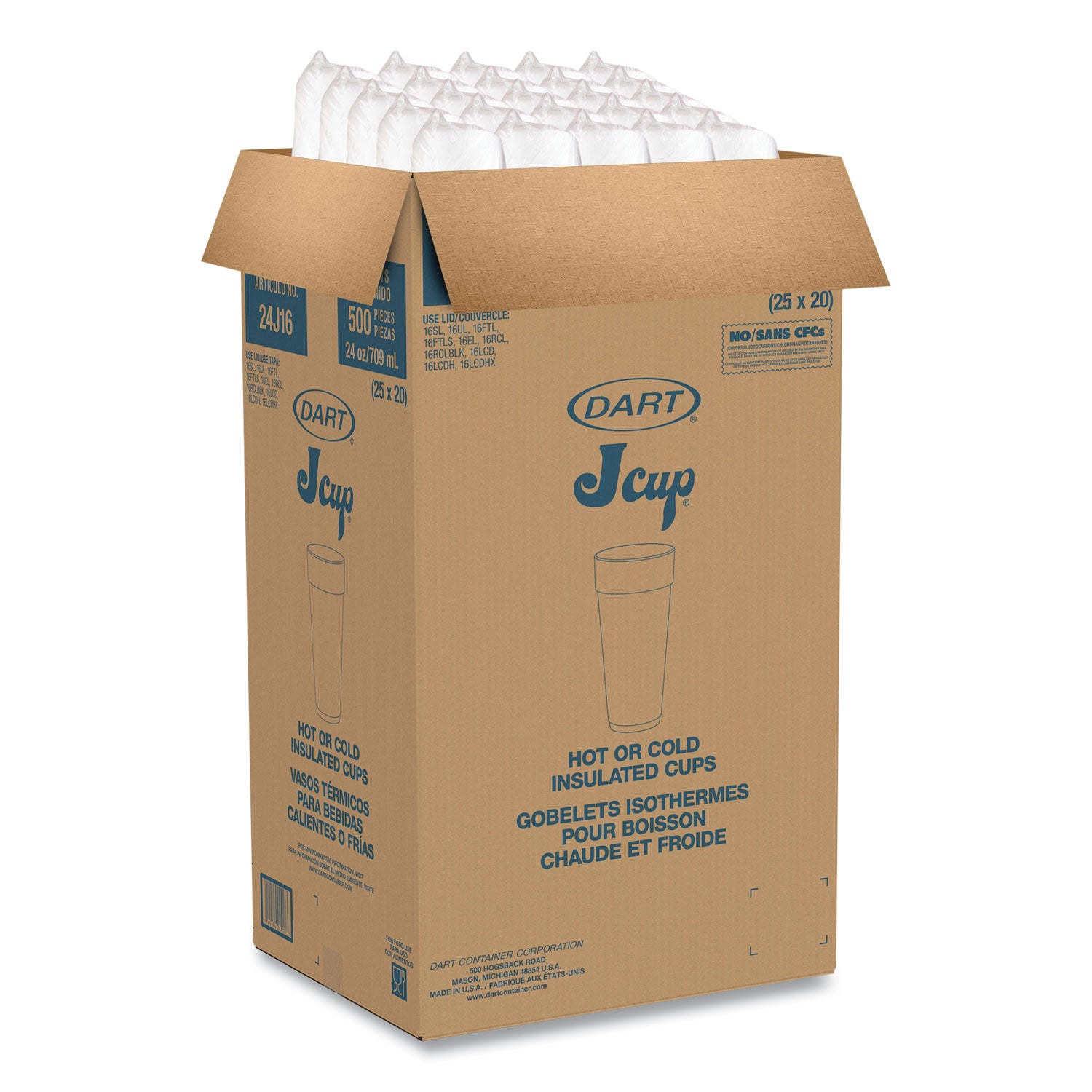 24 fl oz - Round - White - Foam - Coffee, Cappuccino, Tea, Hot Chocolate, Hot Cider, Juice, Soft Drink, Soda, Juice, Smoothie, Water - 20/Bag - 25 / Carton