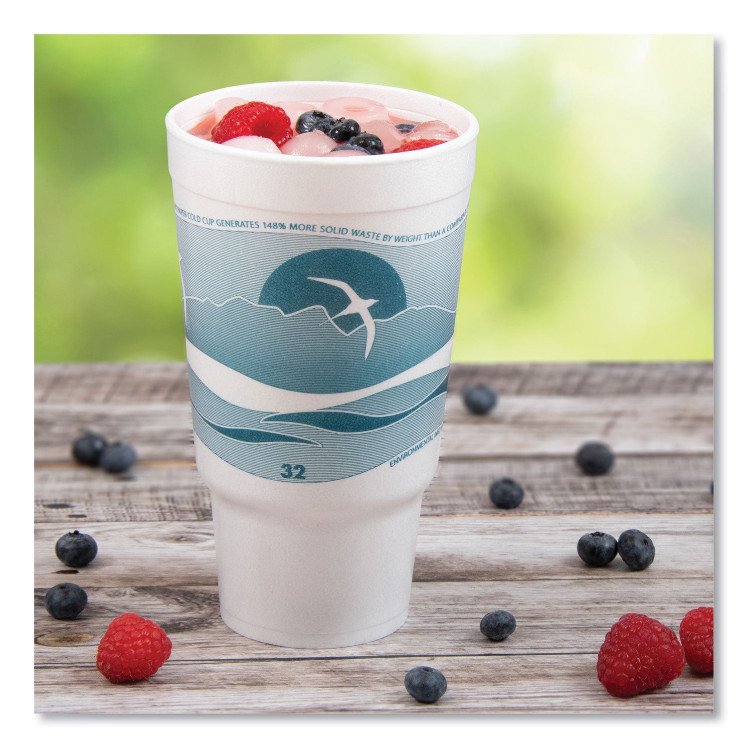 1 quart - Teal - Foam - Coffee, Soft Drink, Juice, Tea, Water, Hot Drink, Cold Drink - 16/Pack - 25 / Carton