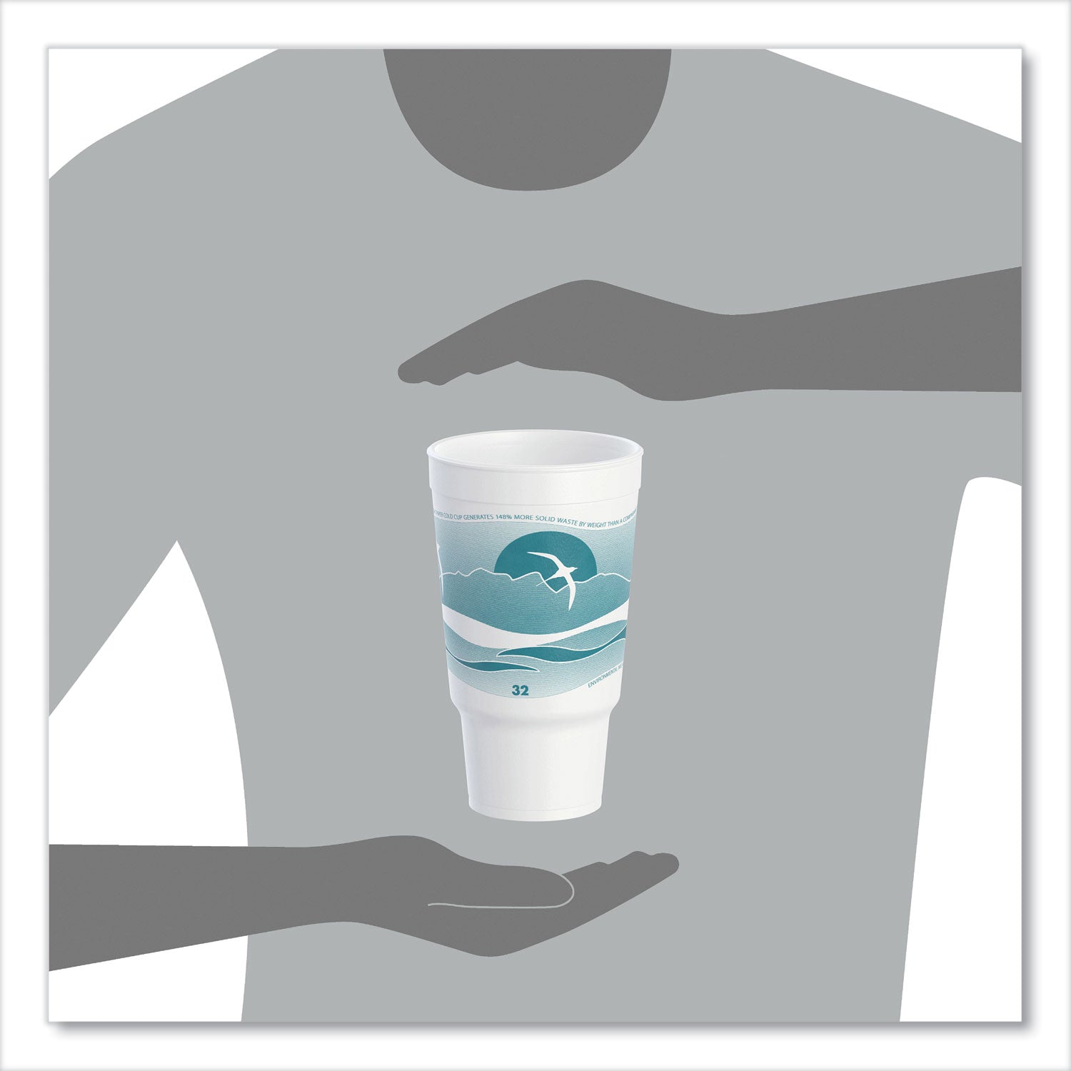 1 quart - Teal - Foam - Coffee, Soft Drink, Juice, Tea, Water, Hot Drink, Cold Drink - 16/Pack - 25 / Carton