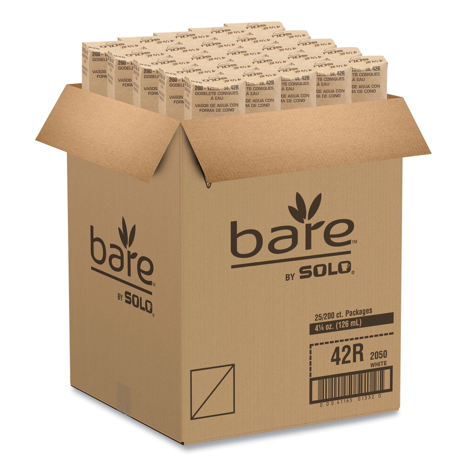 Cone Water Cups, 4.25 oz, Paper, White, 200/Bag, 25 Bags/Carton