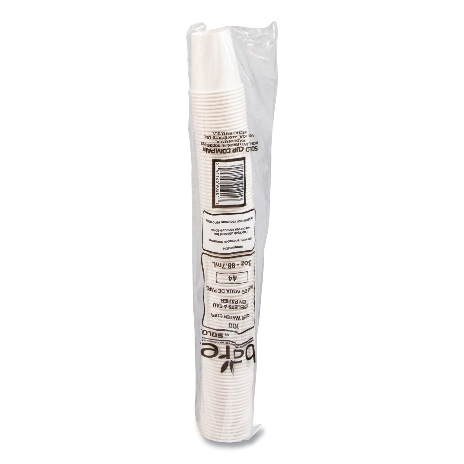 Paper Water Cups, 3 oz, White, 100/Bag, 50 Bags/Carton