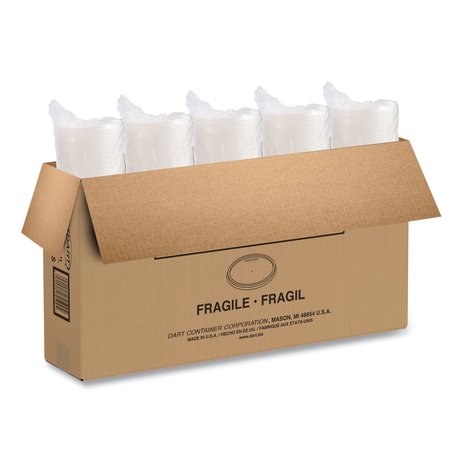 Plastic Lids for Foam Containers, Flat, Vented, Fits 24 oz to 32 oz, Translucent, 100/Pack, 5 Packs/Carton