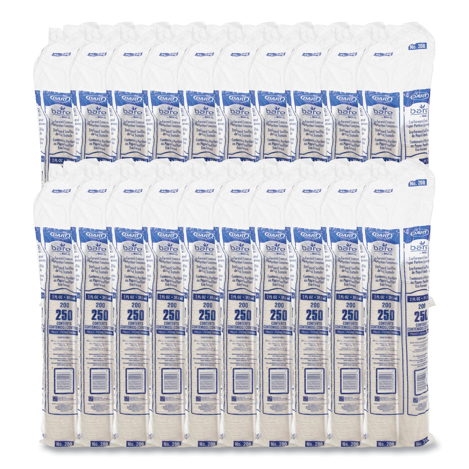 Paper Portion Cups, 2 oz, White, 250/Bag, 20 Bags/Carton