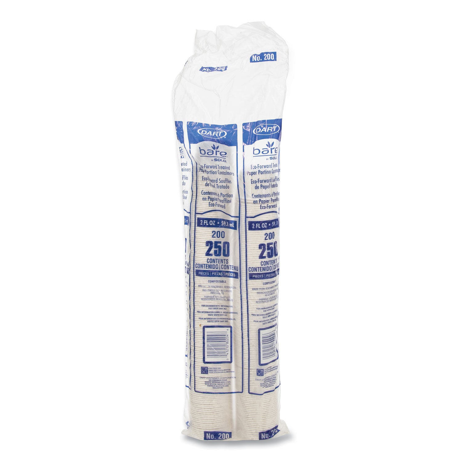 Paper Portion Cups, 2 oz, White, 250/Bag, 20 Bags/Carton